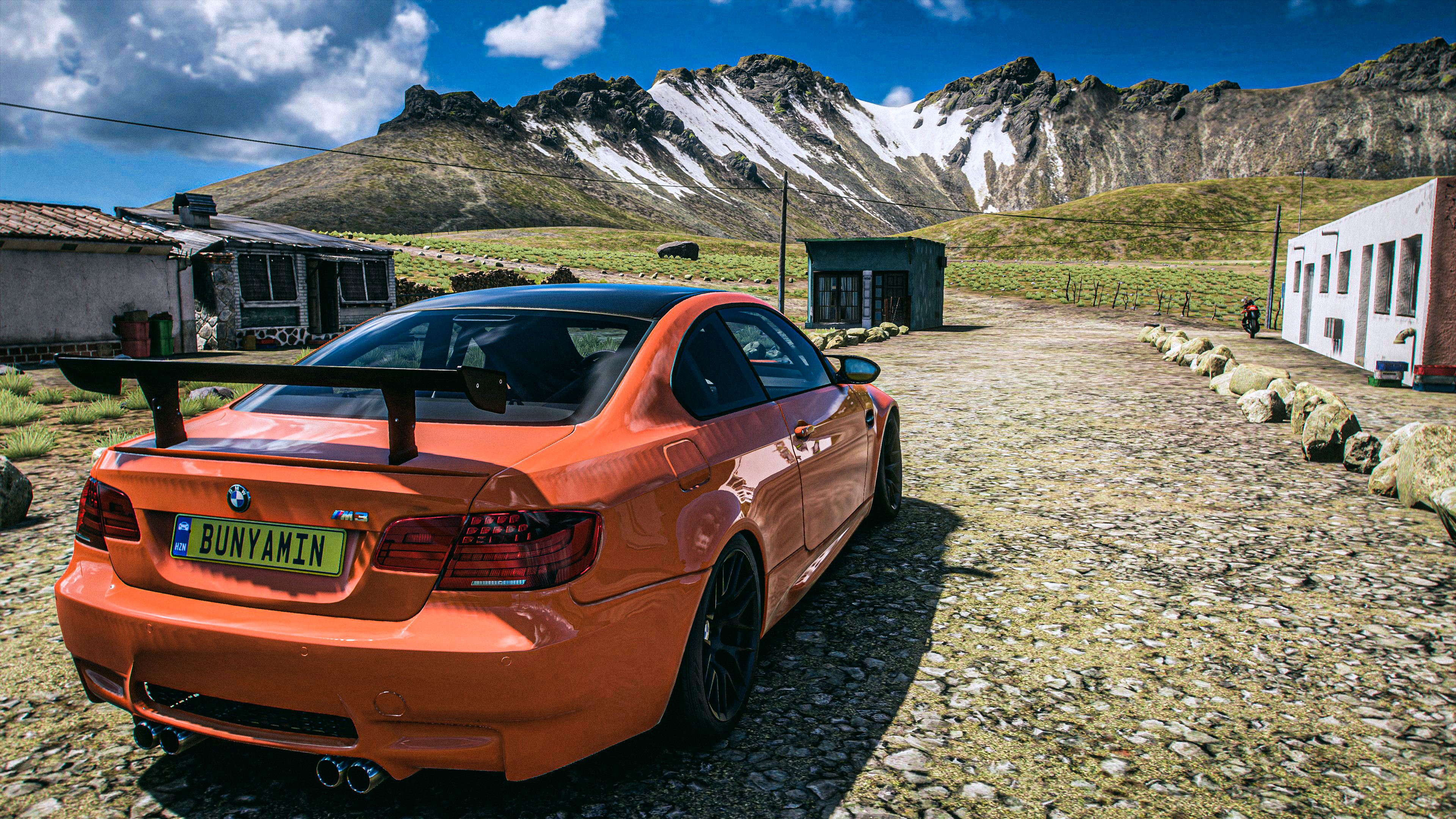 Forza Horizon 5 Forza Horizon Forza BMW BMW M3 GTS Orange Cars Car Vehicle Video Game Art Drift Sky  3840x2160