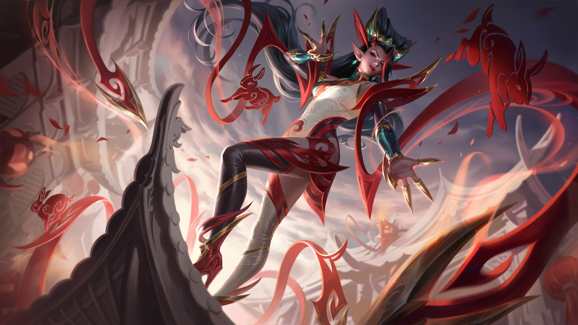 Sora Kim Drawing Women League Of Legends Zyra League Of Legends Red Low Angle Pointy Ears Video Game 1920x1080