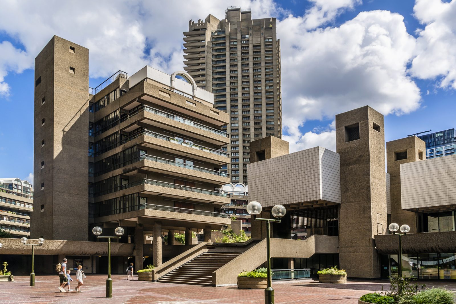 Architecture Building Block Of Flats Brutalism London Barbican UK Street Light Stairs Lamp Concrete 1600x1067