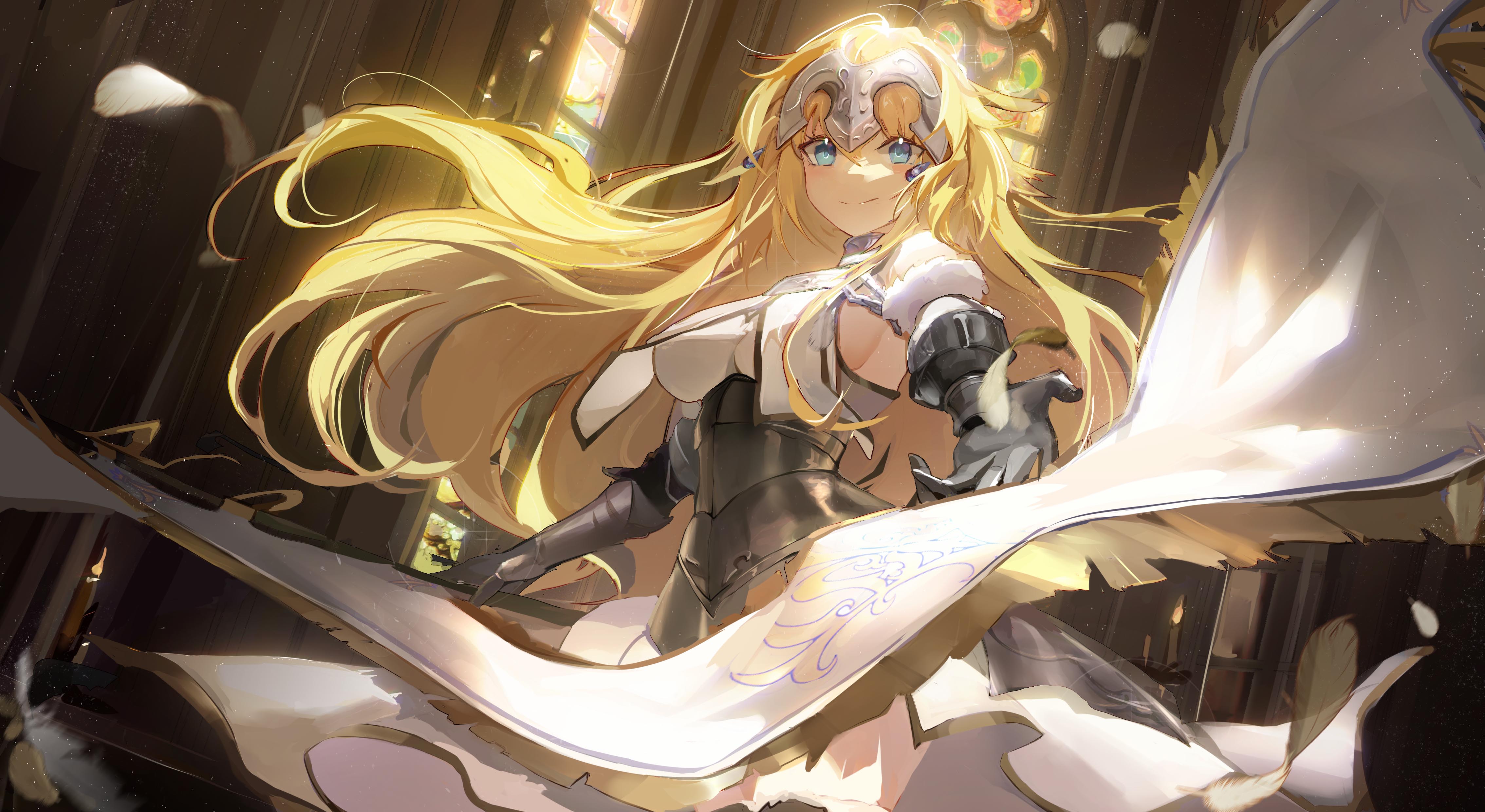 Anime Anime Girls Fate Series Armor Blue Eyes Blonde Feathers Fate Apocrypha Fate Grand Order Jeanne 4535x2480