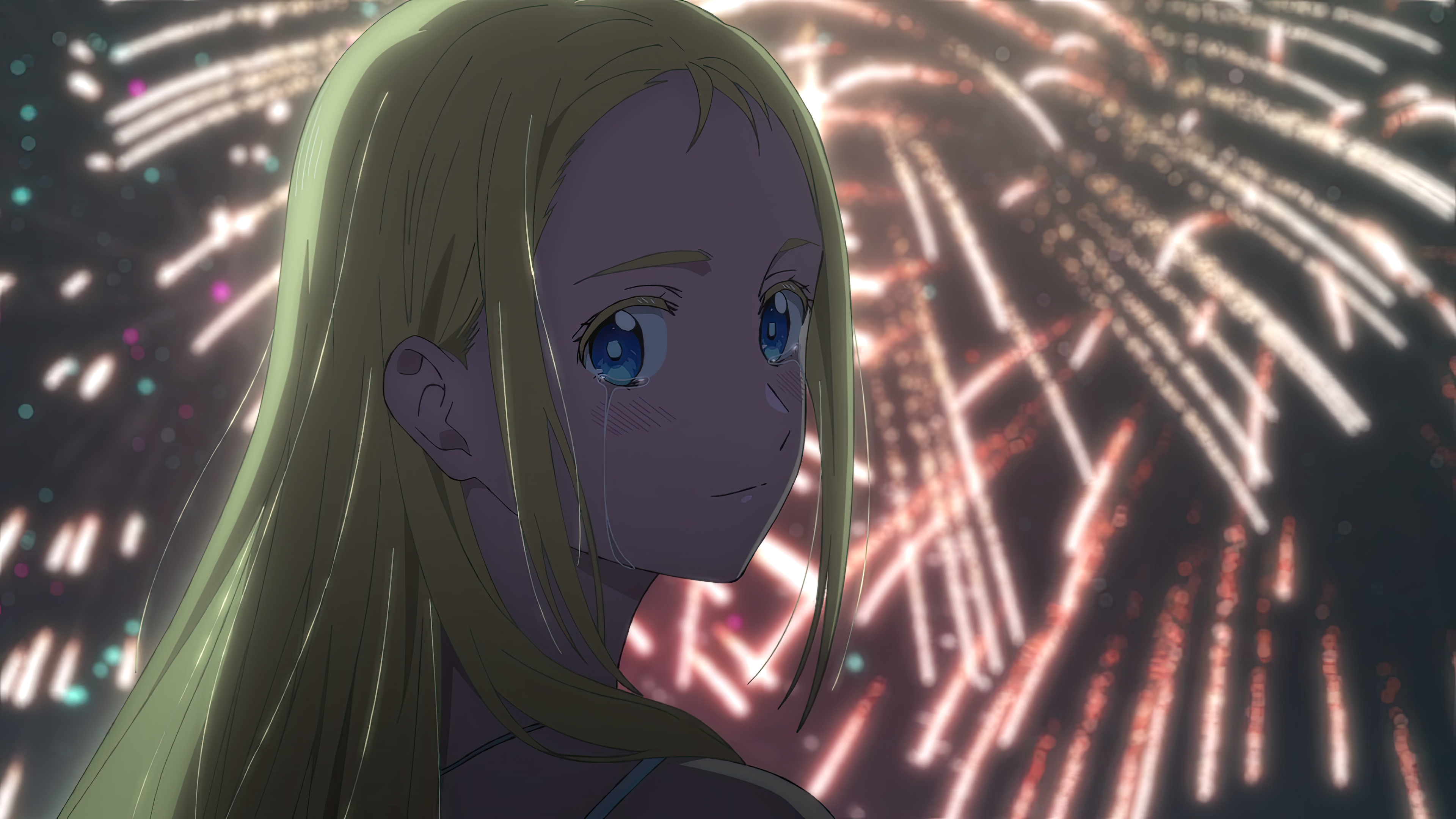 Summer Time Rendering Anime 4K Anime Screenshot Anime Girls Fireworks Tears Crying Night 3840x2160