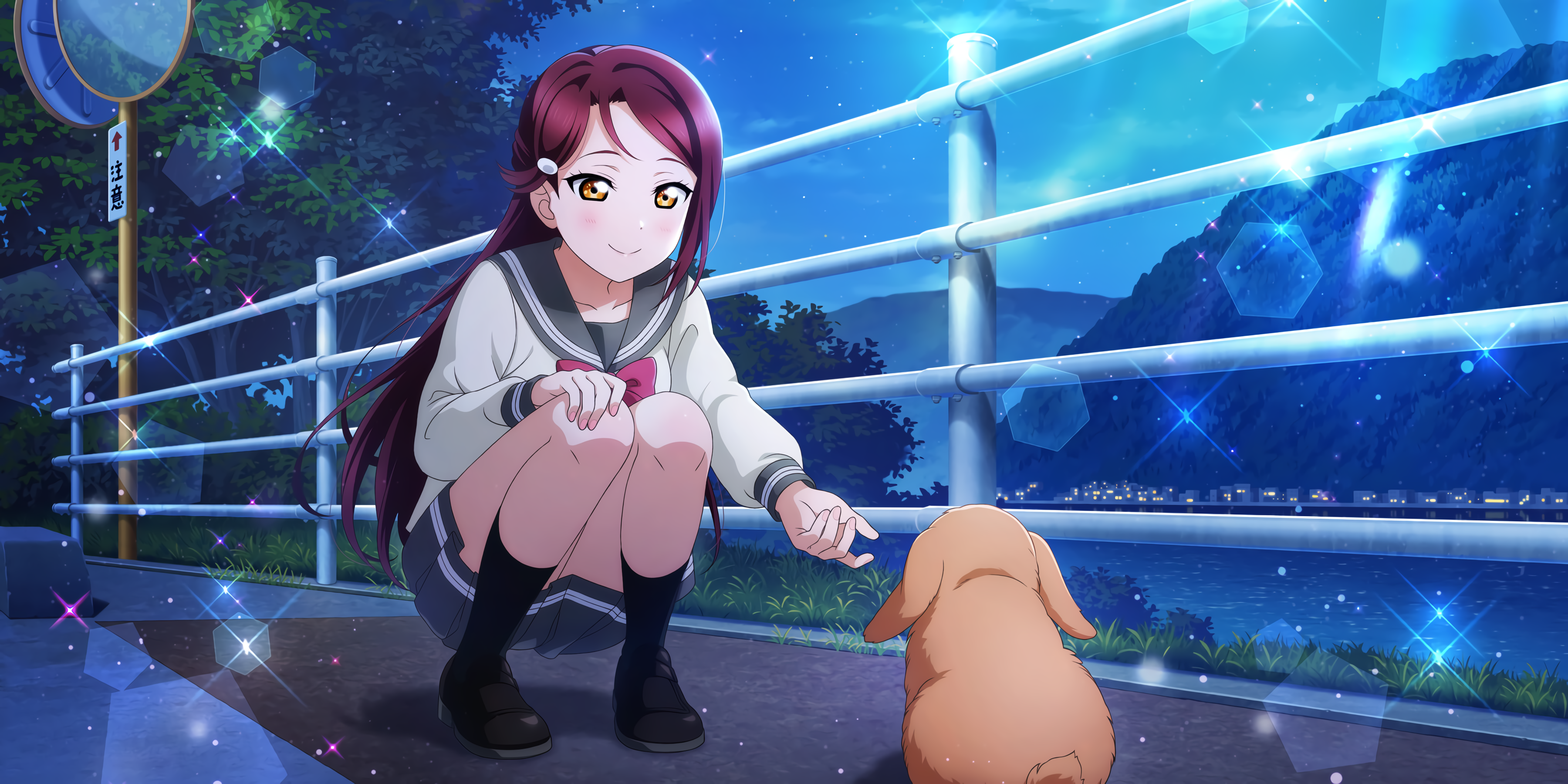 Sakurauchi Riko Love Live Sunshine Love Live Anime Anime Girls Rabbits Animals School Uniform 3600x1800