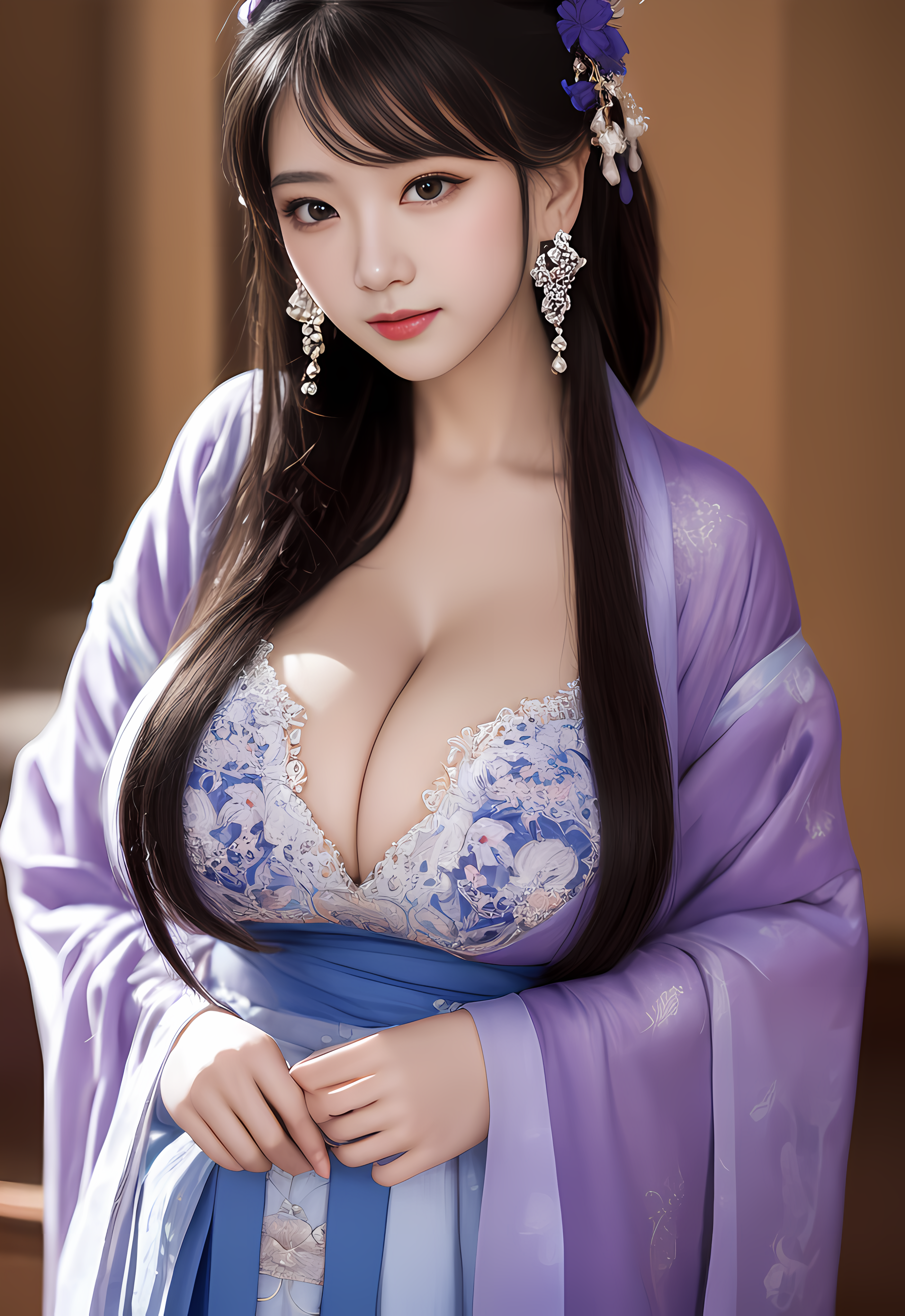 Women Asian Brunette Ai Art Stable Diffusion Dress Artwork Digital Art Pastania Vertical Looking At  2816x4096