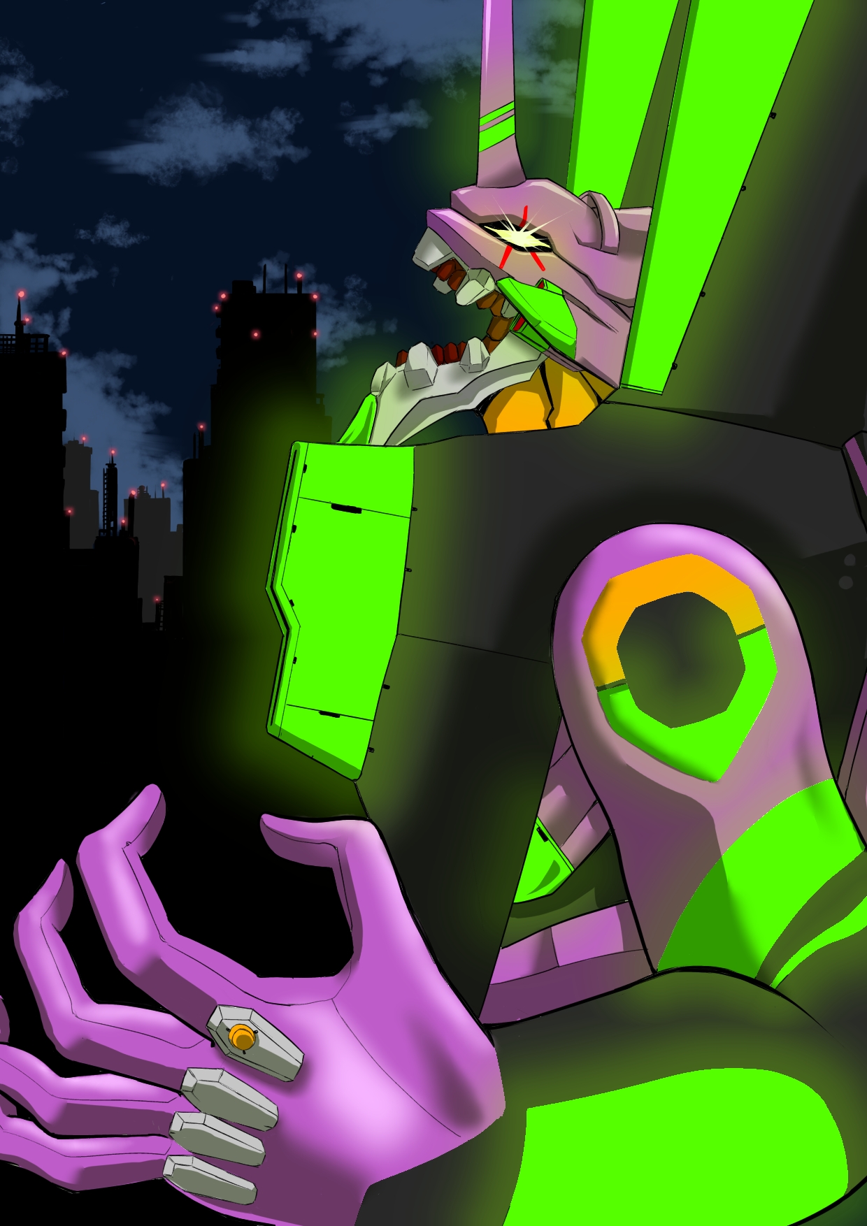 EVA Unit 01 Neon Genesis Evangelion Anime Mechs Super Robot Taisen Artwork Digital Art Fan Art 1240x1754