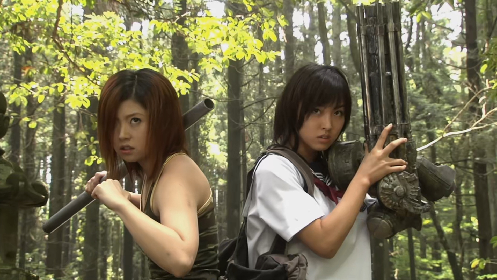 Forest Japanese Characters Women With Weapons 1920x1080