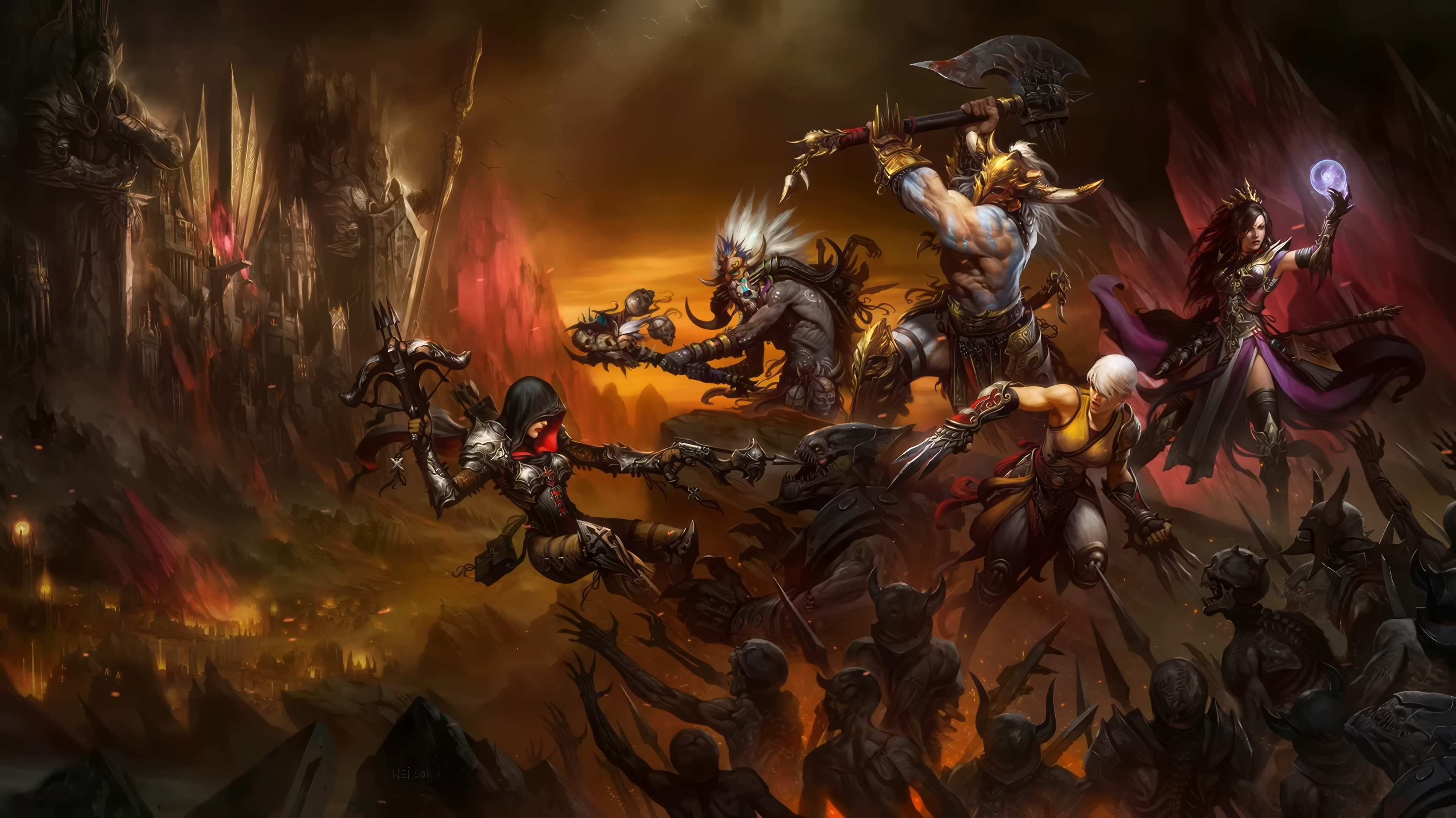 Diablo Iii Blizzard Entertainment Wei Wang Video Game Art Digital Art Diablo Video Game Characters V 3840x2160
