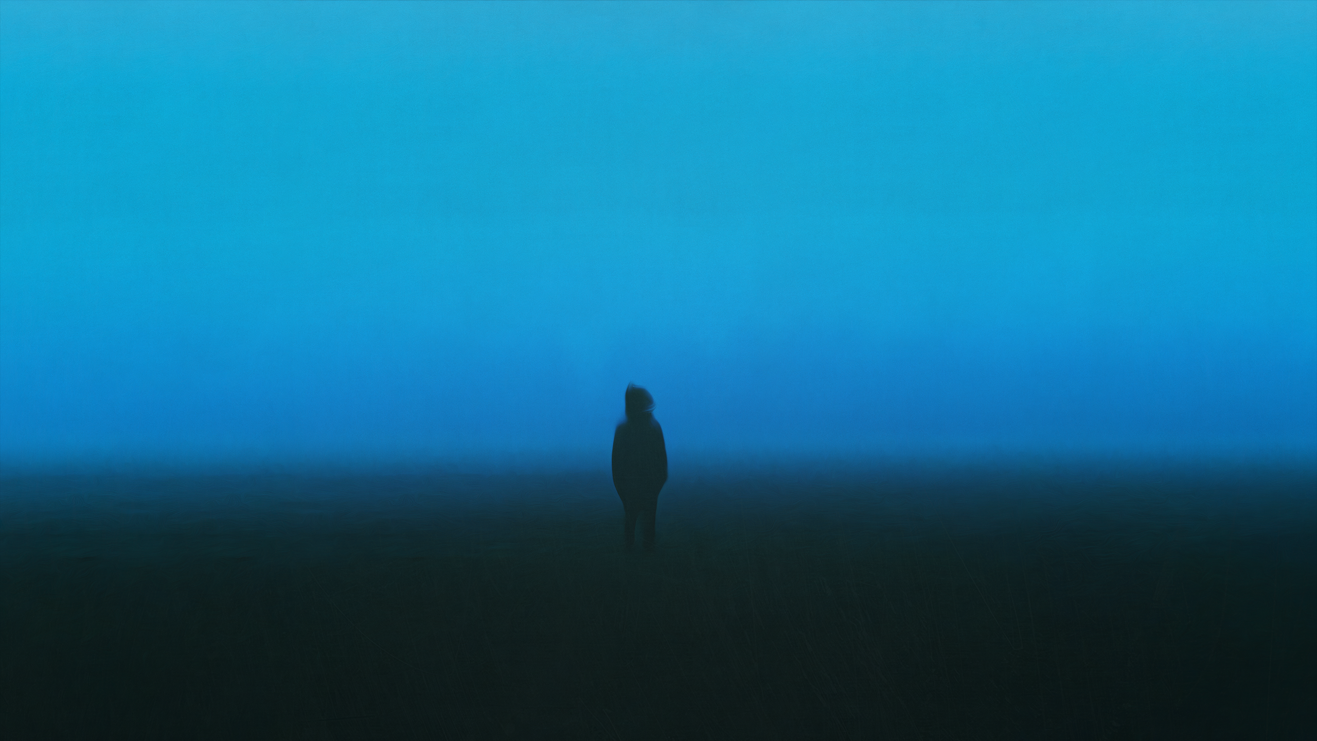 Midnight Night Simple Background Dark Loneliness Alone Horror Sky Oil Painting Depressing Sadness 2560x1440