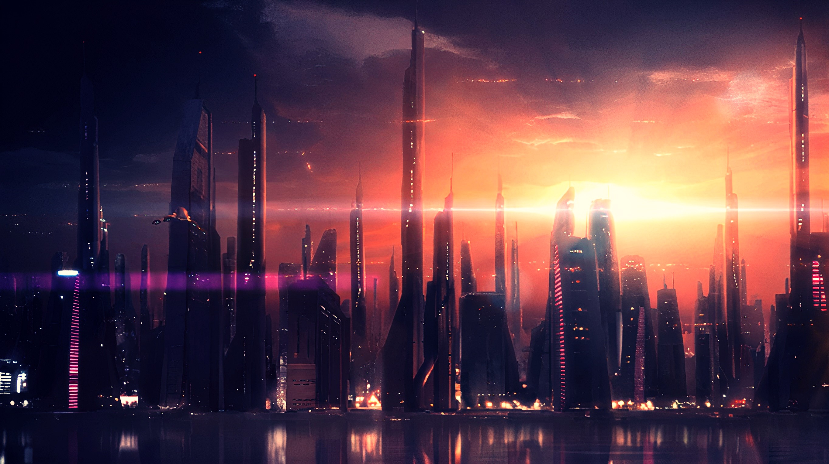 Mass Effect 2 Video Game Art City Science Fiction 2727x1528