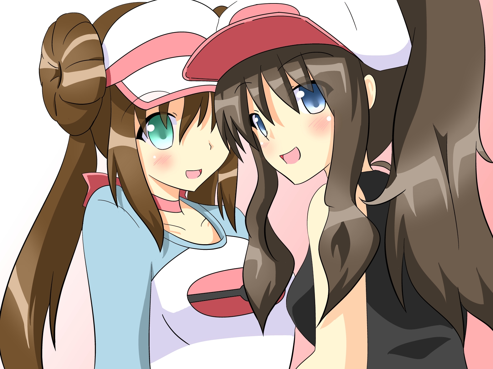 Anime Anime Girls Pokemon Rosa Pokemon Hilda Pokemon Long Hair Twintails Ponytail Brunette Two Women 1575x1180