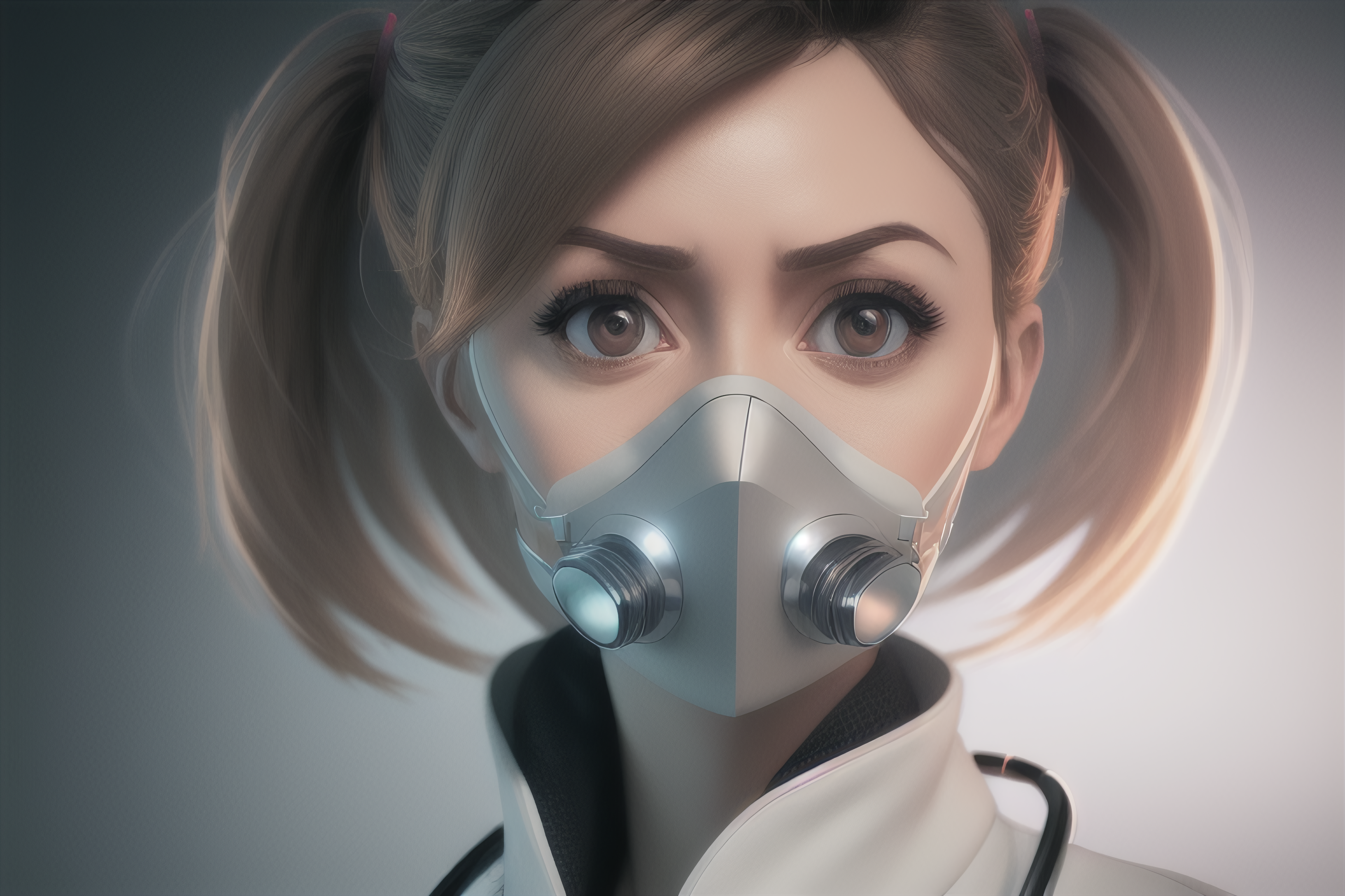 Mask Nurse Outfit Asian Brown Eyes Women Looking At Viewer 2918x1945