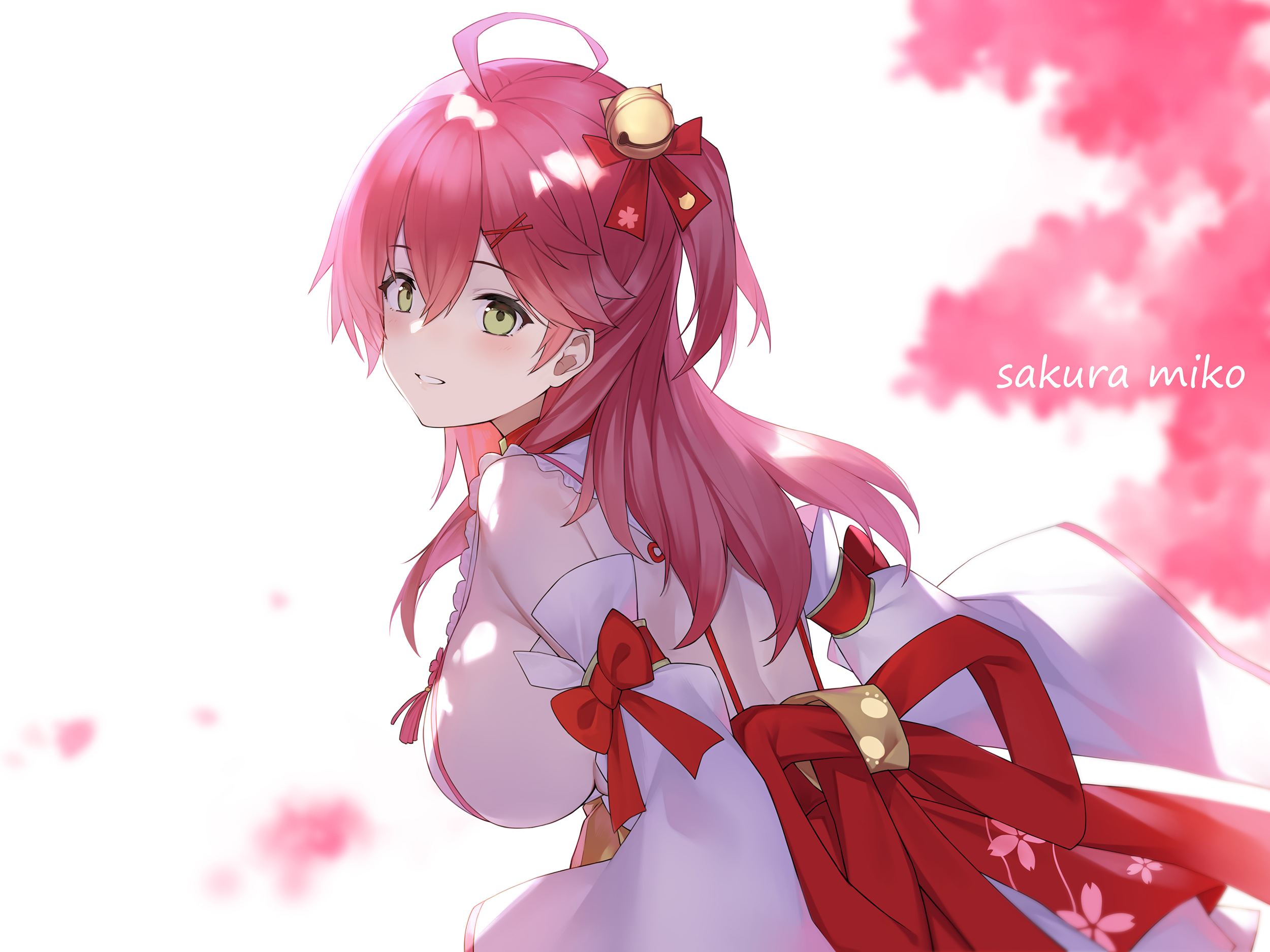 Anime Anime Girls Hololive Virtual Youtuber Sakura Miko Long Hair Pink Hair Solo Artwork Digital Art 2500x1875