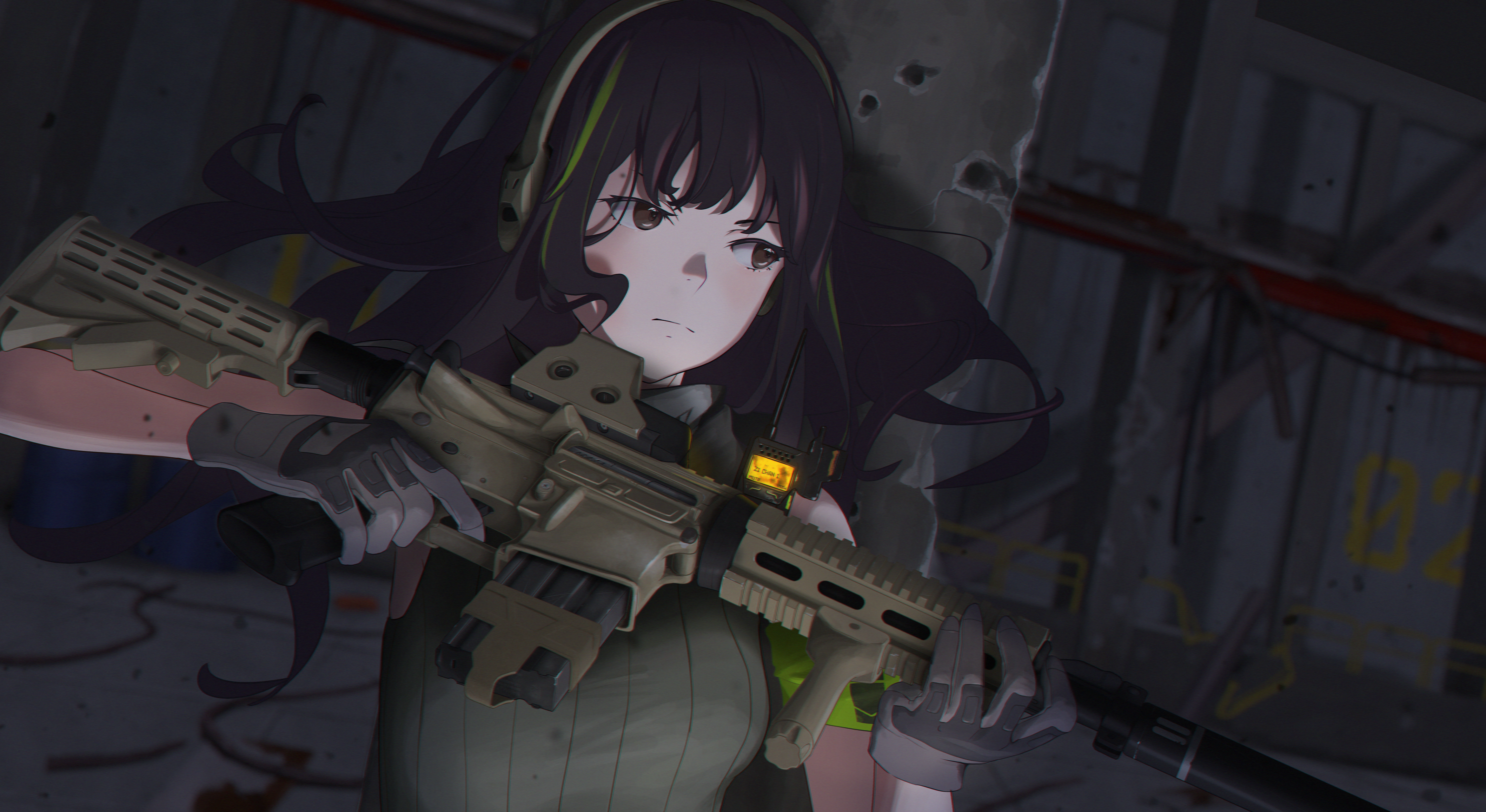 Anime Anime Girls Girls Frontline M4A1 Girls Frontline Long Hair Brunette Solo Artwork Digital Art F 4682x2560