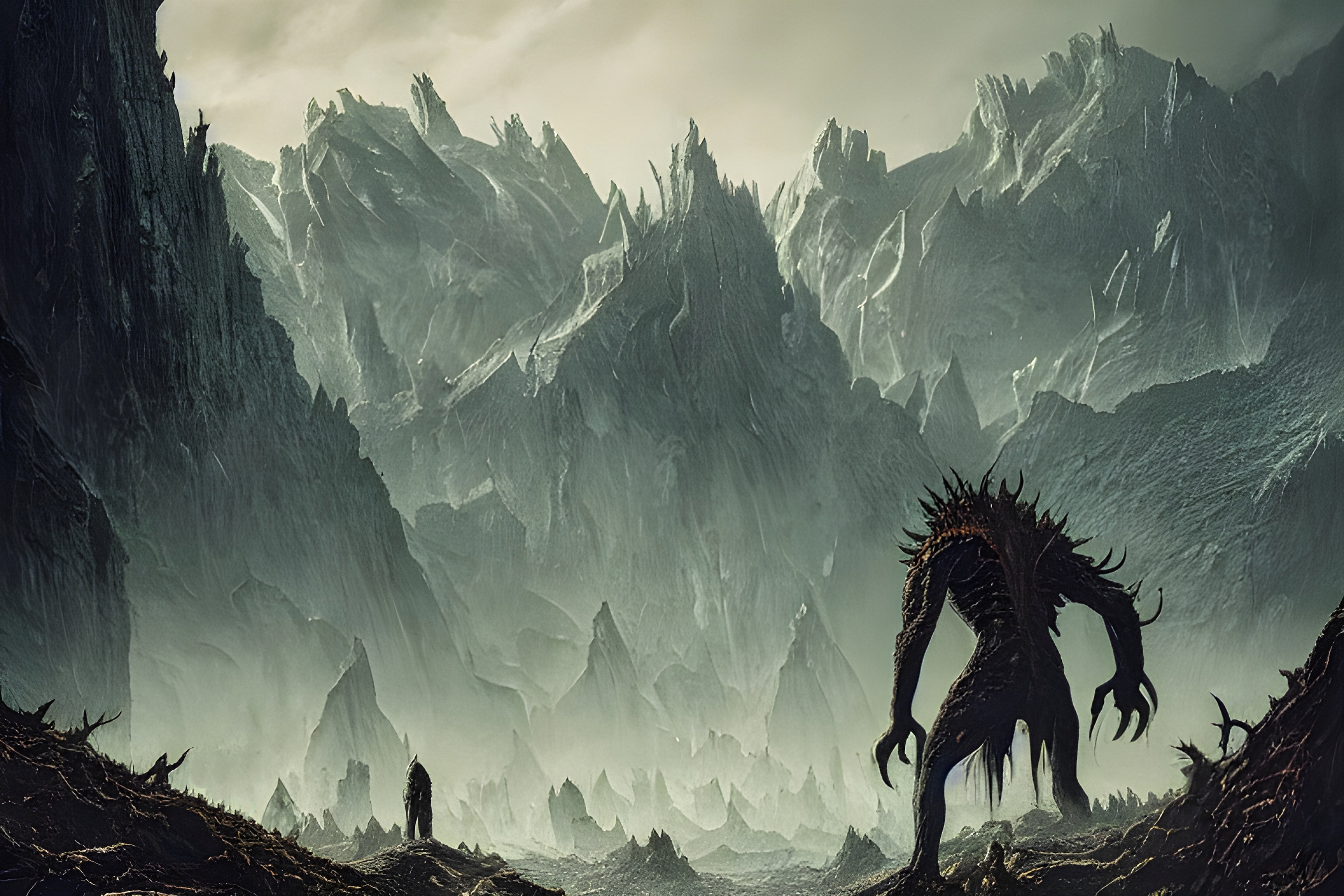 Horror Creature Mountains RPG Games Posters Artwork Fantasy Art Video Games Video Game Art 3072x2048