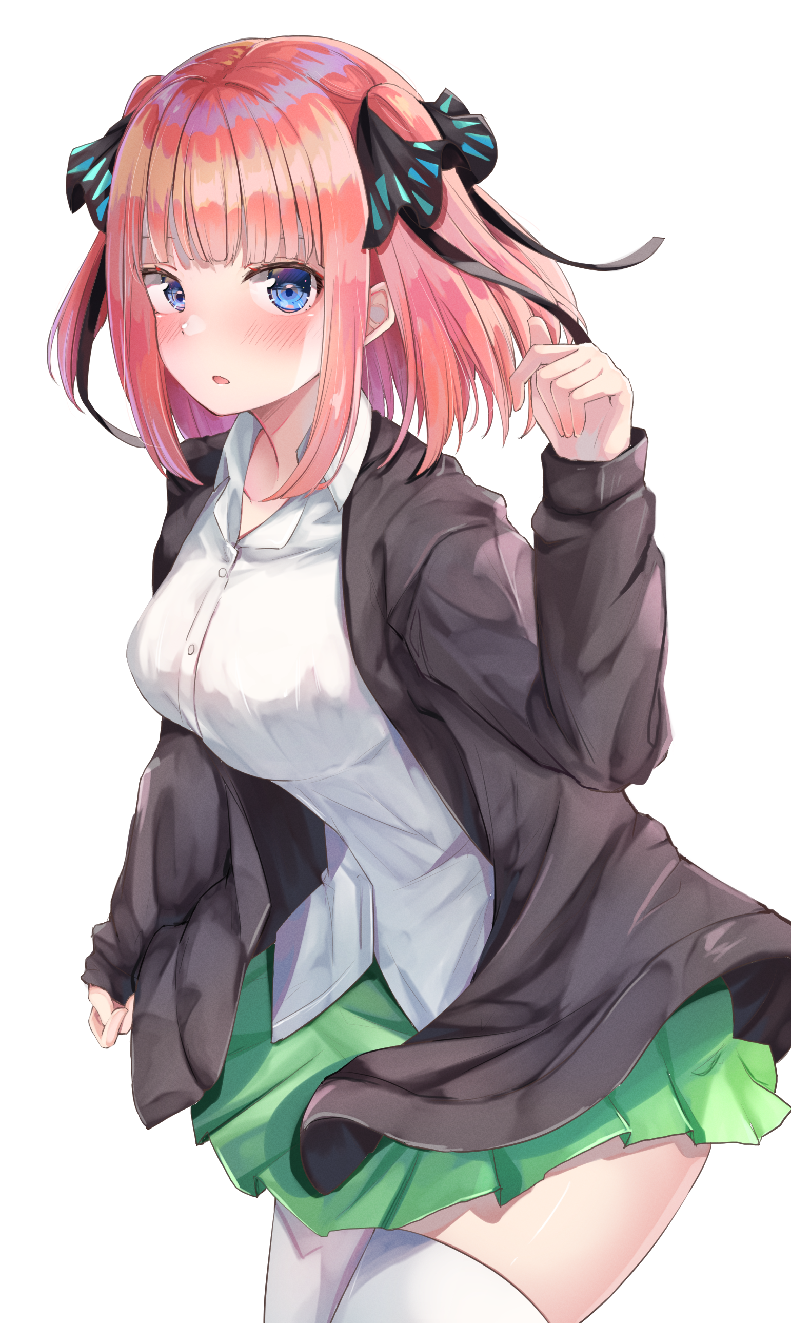 Anime Anime Girls 5 Toubun No Hanayome Nakano Nino Short Hair Pink Hair Solo Artwork Digital Art Fan 1542x2578