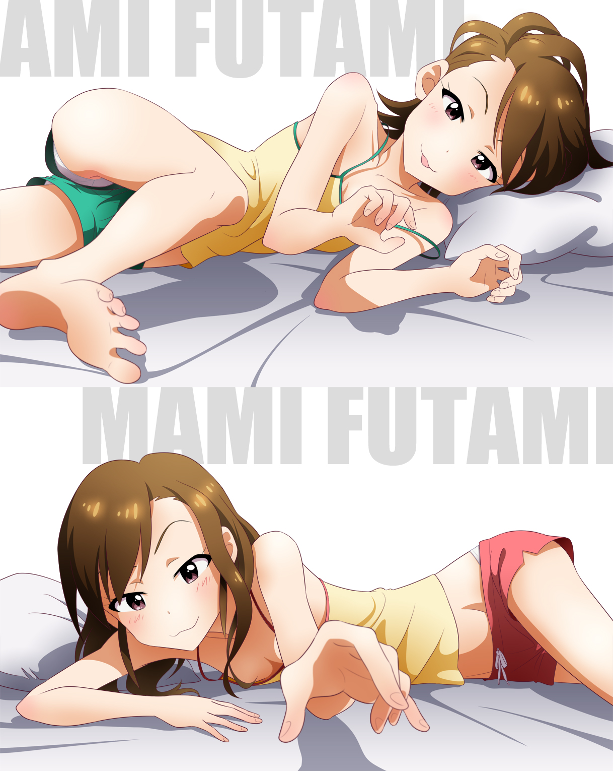 Anime Anime Girls THE IDOLM STER Futami Ami Futami Mami Long Sleeves Brunette Twins Two Women Artwor 1218x1530