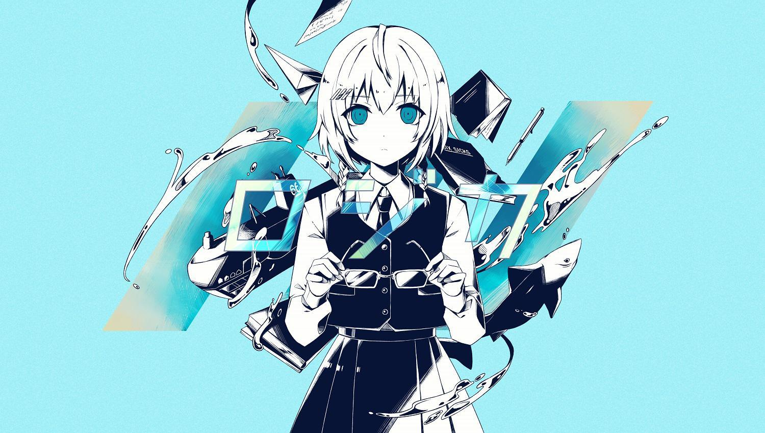 Vocaloid Nounoknown Anime Girls Glasses Books Paper Planes Pens Simple Background Schoolgirl School  1500x849