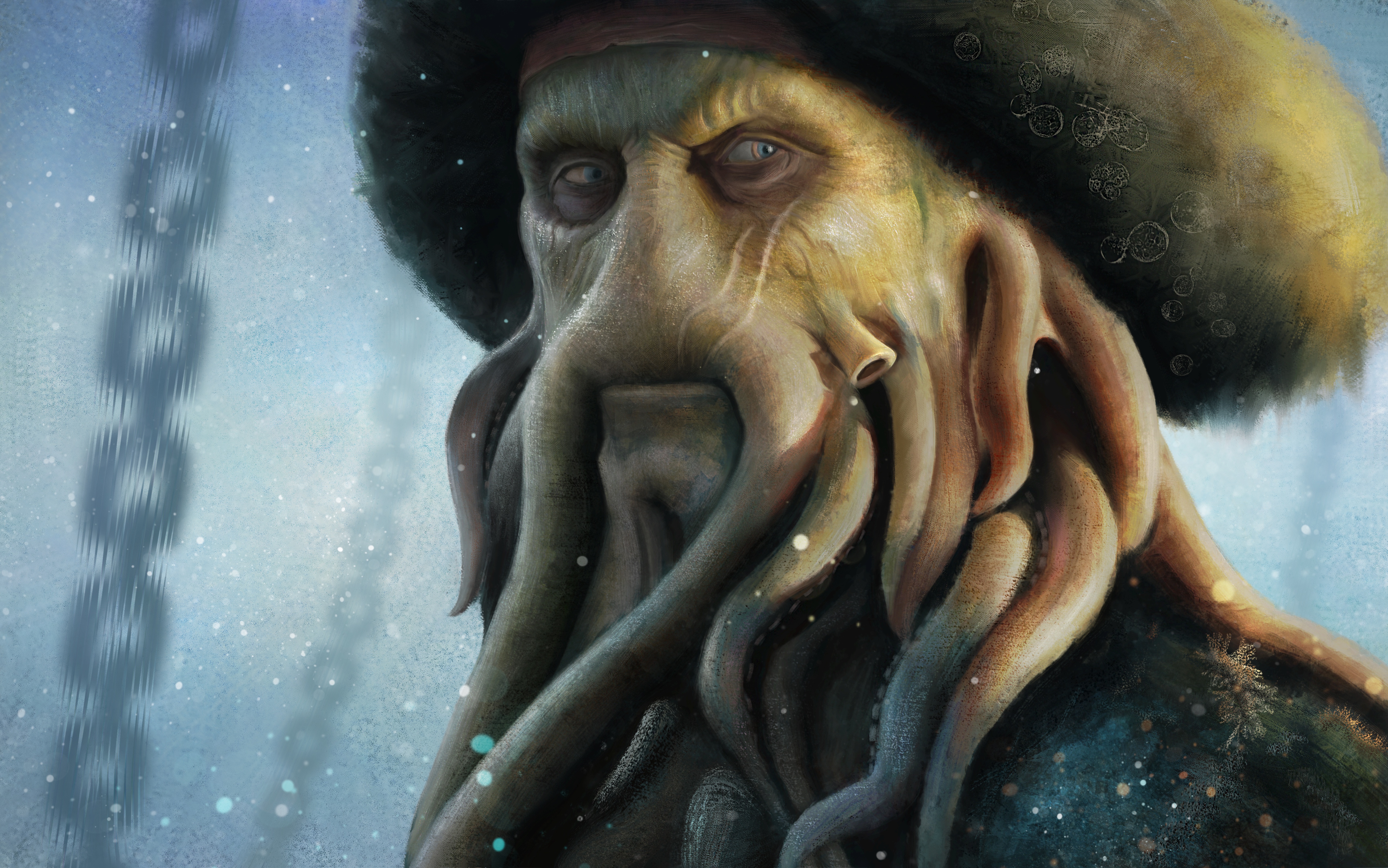 Digital Art Digital Painting Artwork Davy Jones Pirates Of The Caribbean Pirate Hat 5100x3190