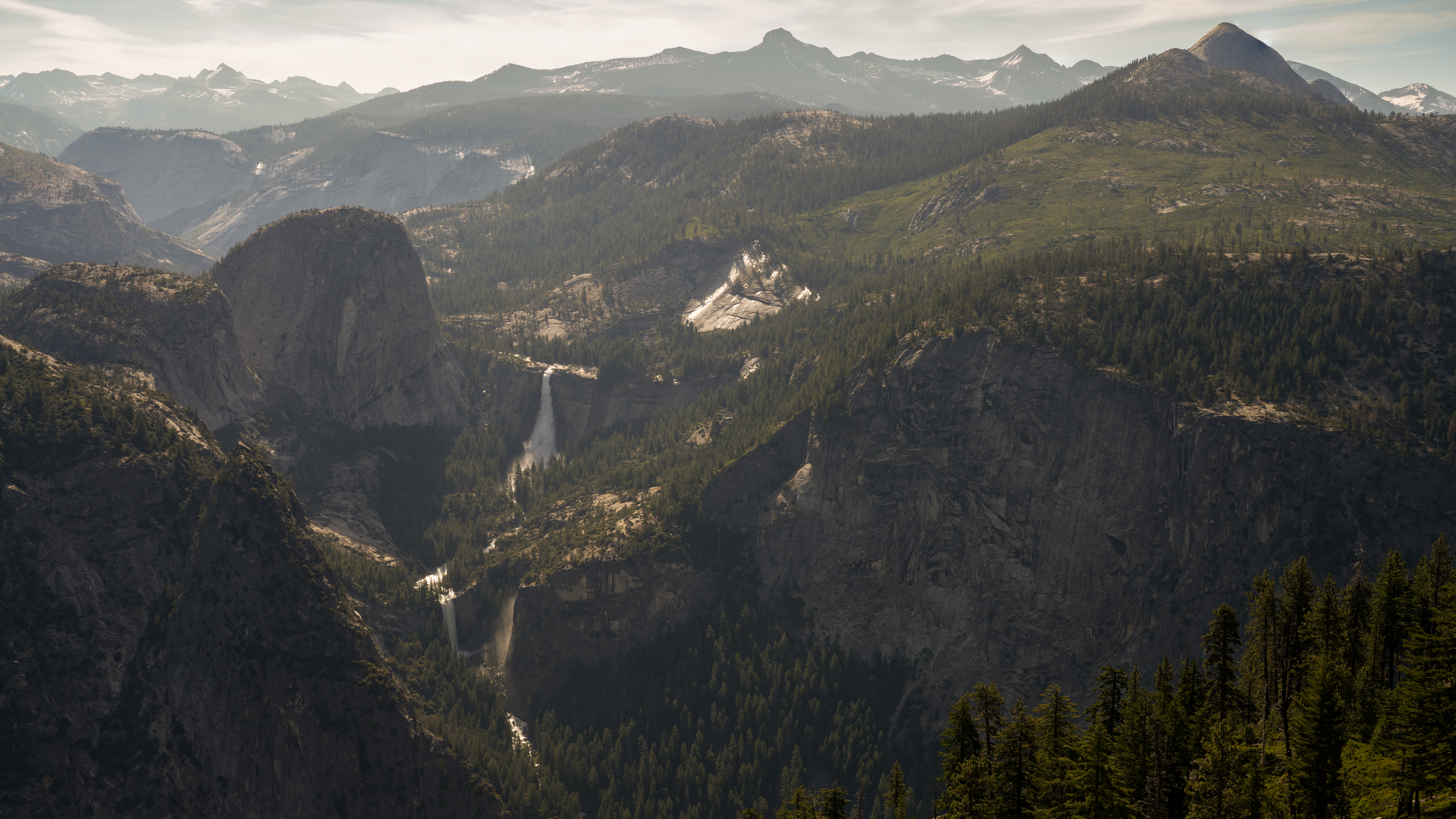 Yosemite National Park Landscape Waterfall Sunrise Nature Trees Mountains 8256x4644