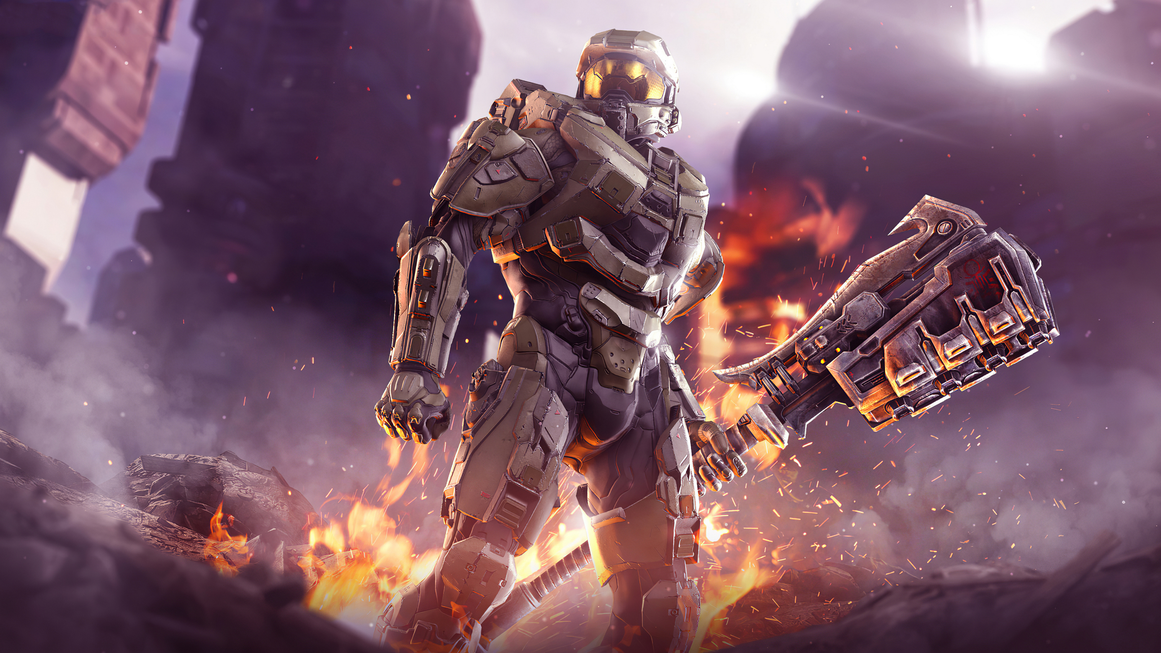 Halo Video Games Video Game Art Artwork Weapon Science Fiction Armor Video Game Characters Master Ch 3840x2160