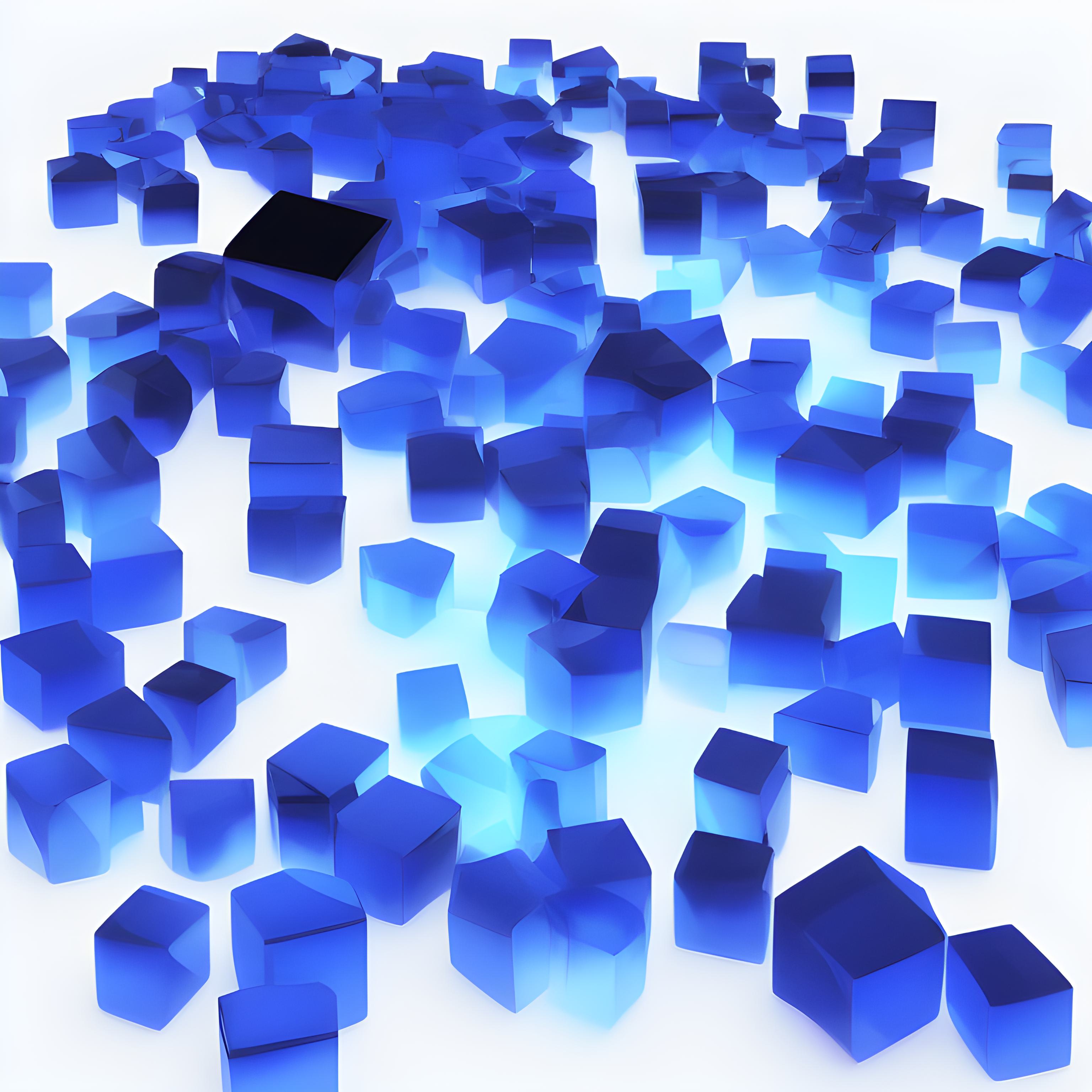 Blue Cube Black White 3072x3072