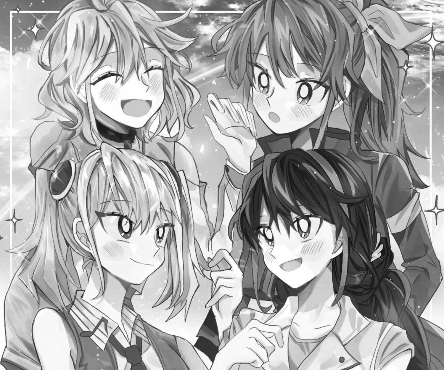Anime Anime Girls Monochrome Yu Gi Oh Yu Gi Oh ARC V Hiiragi Yuzu Kurosaki Ruri Rin Yu Gi Oh Serena  1500x1250