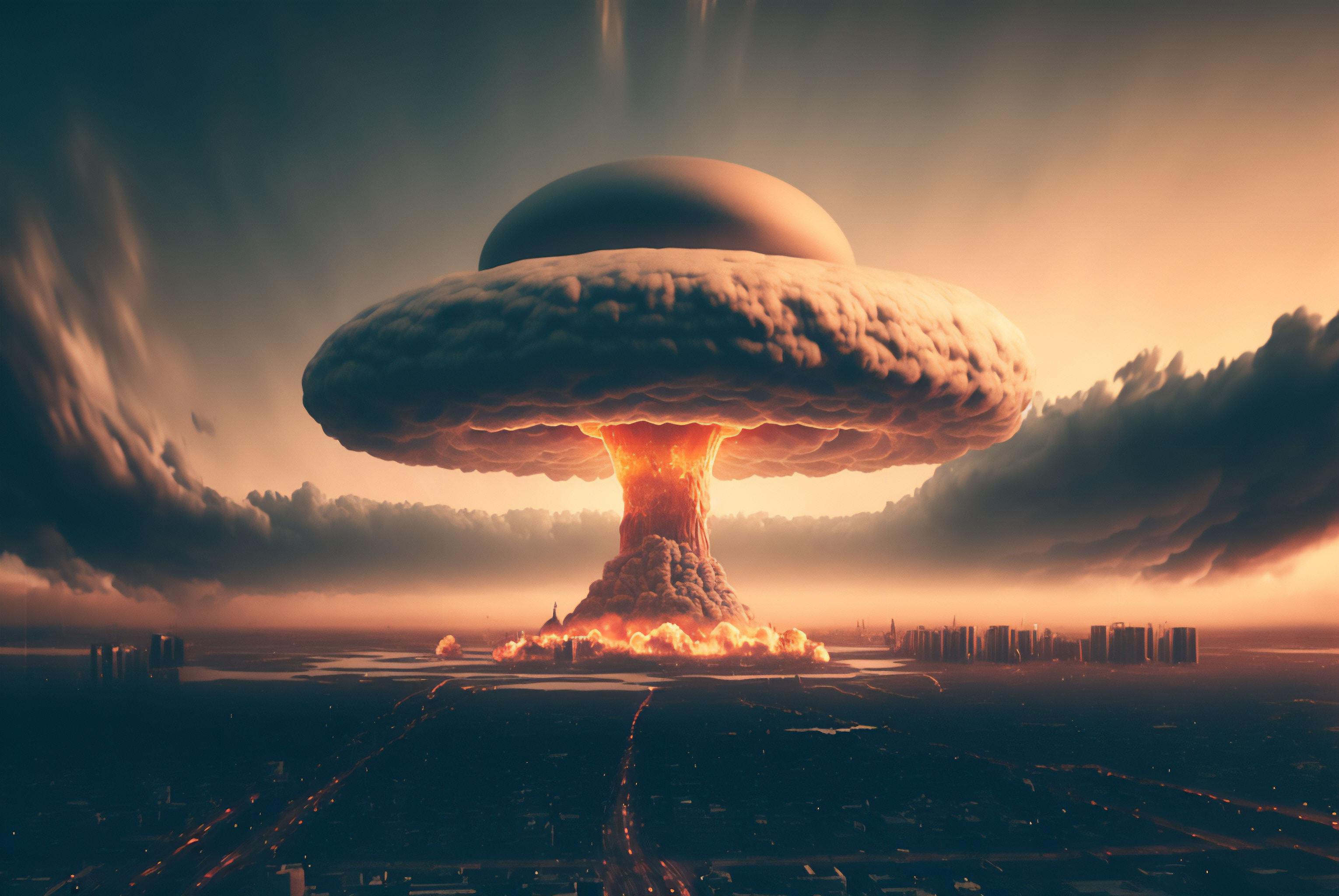 Ai Art Mushroom Clouds Atomic Bomb City 3060x2048