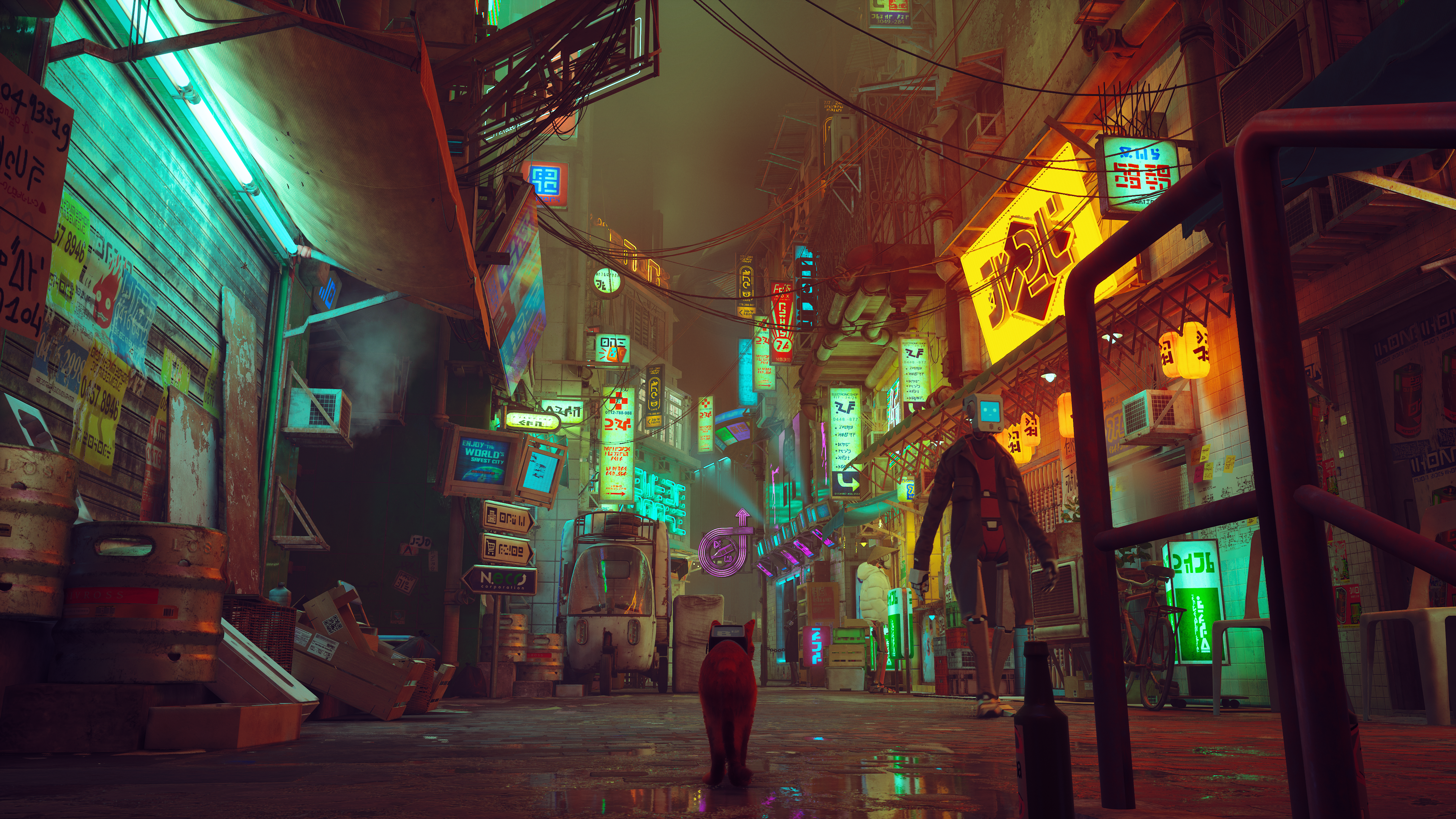 Stray Video Games Cyberpunk Screen Shot CGi Video Game Characters 3840x2160