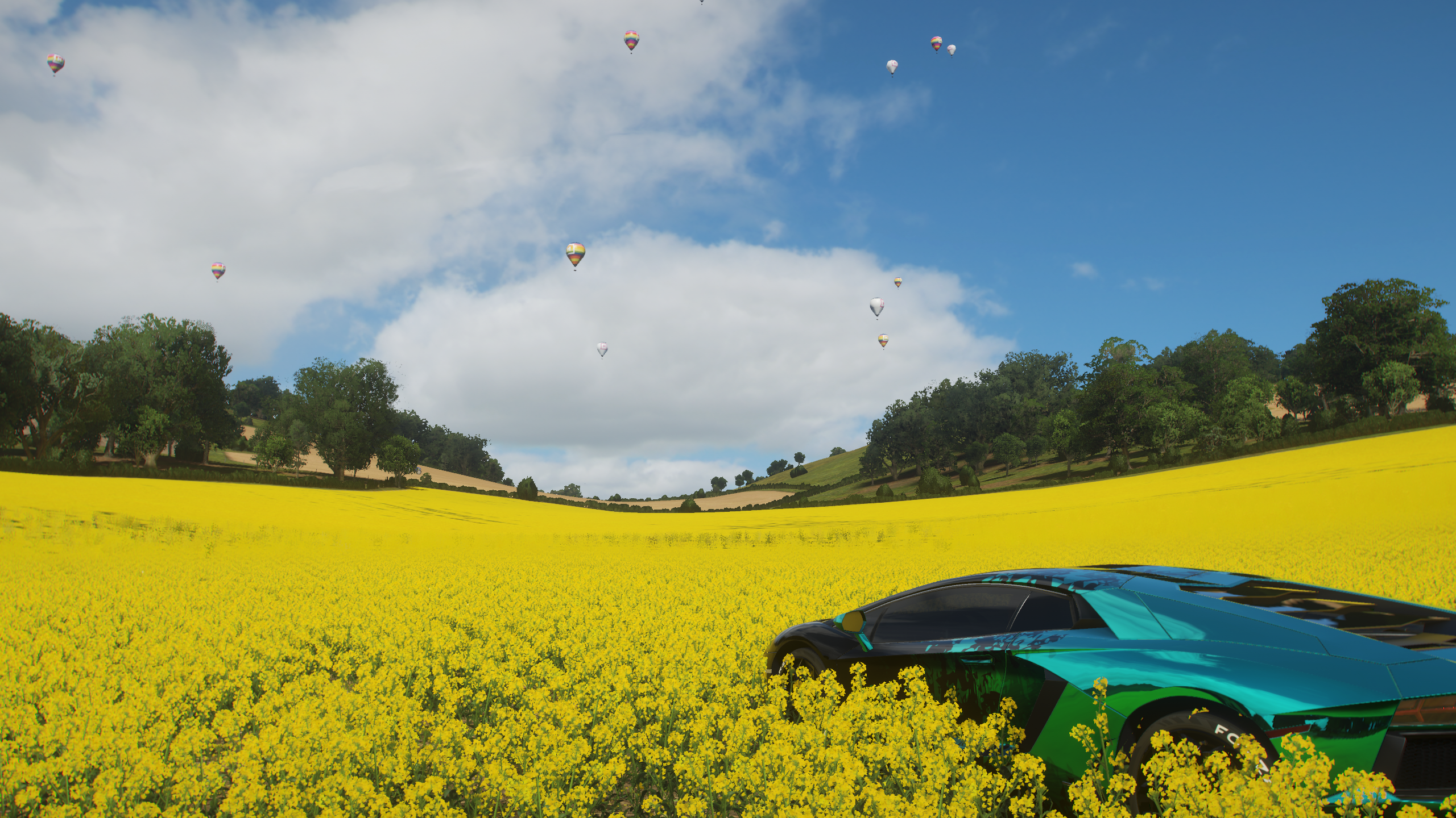 Forza Horizon Forza Horizon 4 Hot Air Balloons Video Games Car Flowers CGi 2560x1440