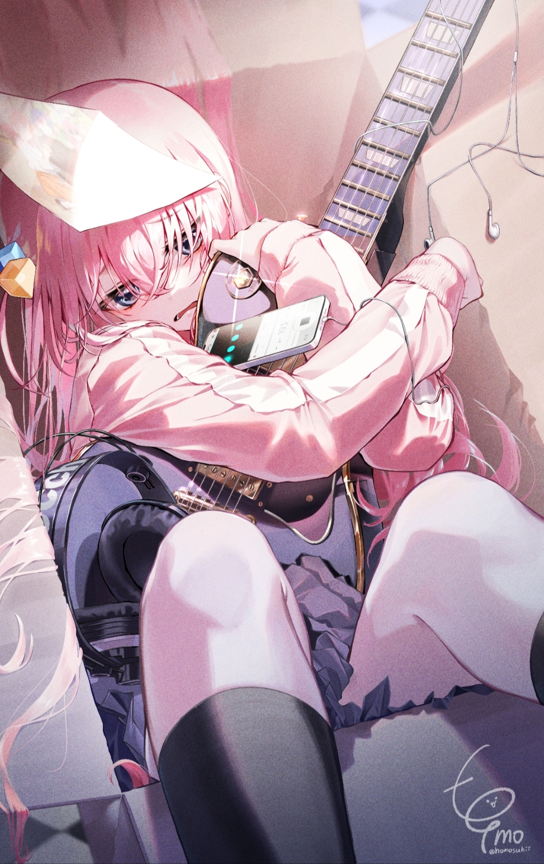 BOCCHi THE ROCK Anime Gotou Hitori Anime Girls Portrait Display Guitar Musical Instrument Pink Hair  1079x1715