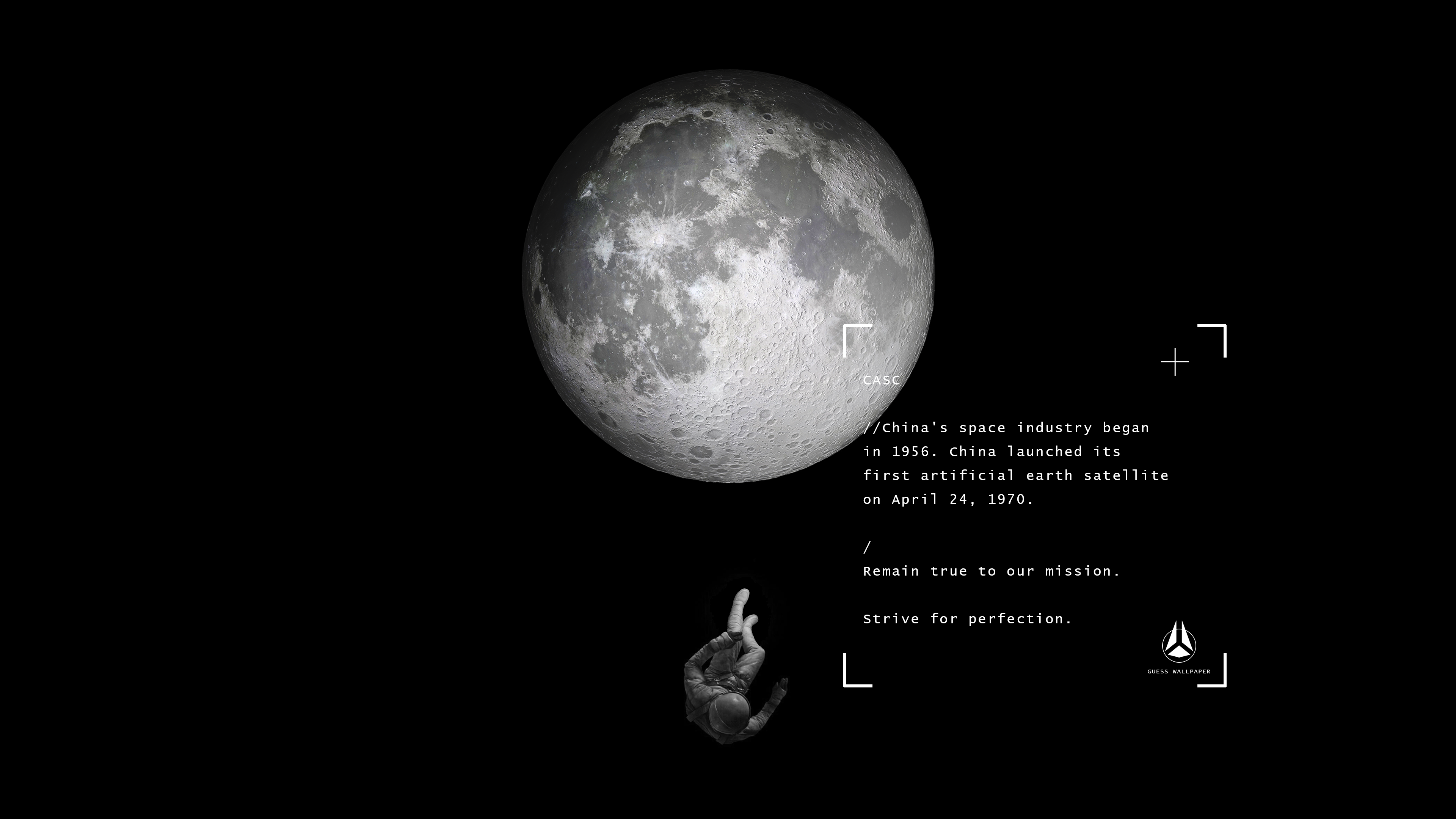 Space Moon Astronaut Digital Art Fantasy Art Minimalism Simple Background Black Background 3840x2160