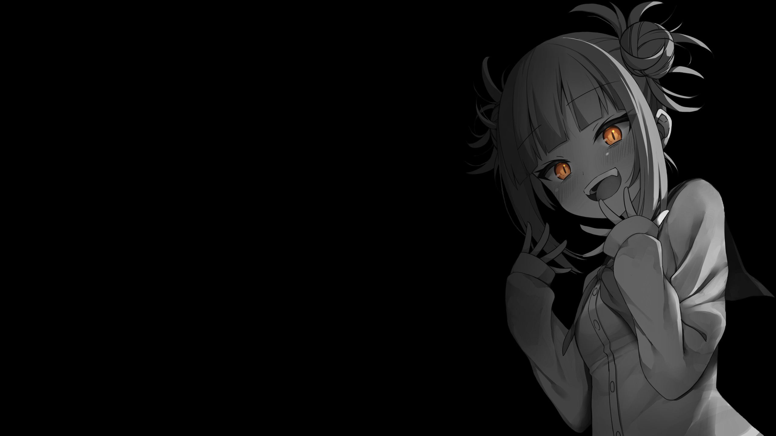 Selective Coloring Black Background Dark Background Simple Background Anime Girls Boku No Hero Acade 2560x1440