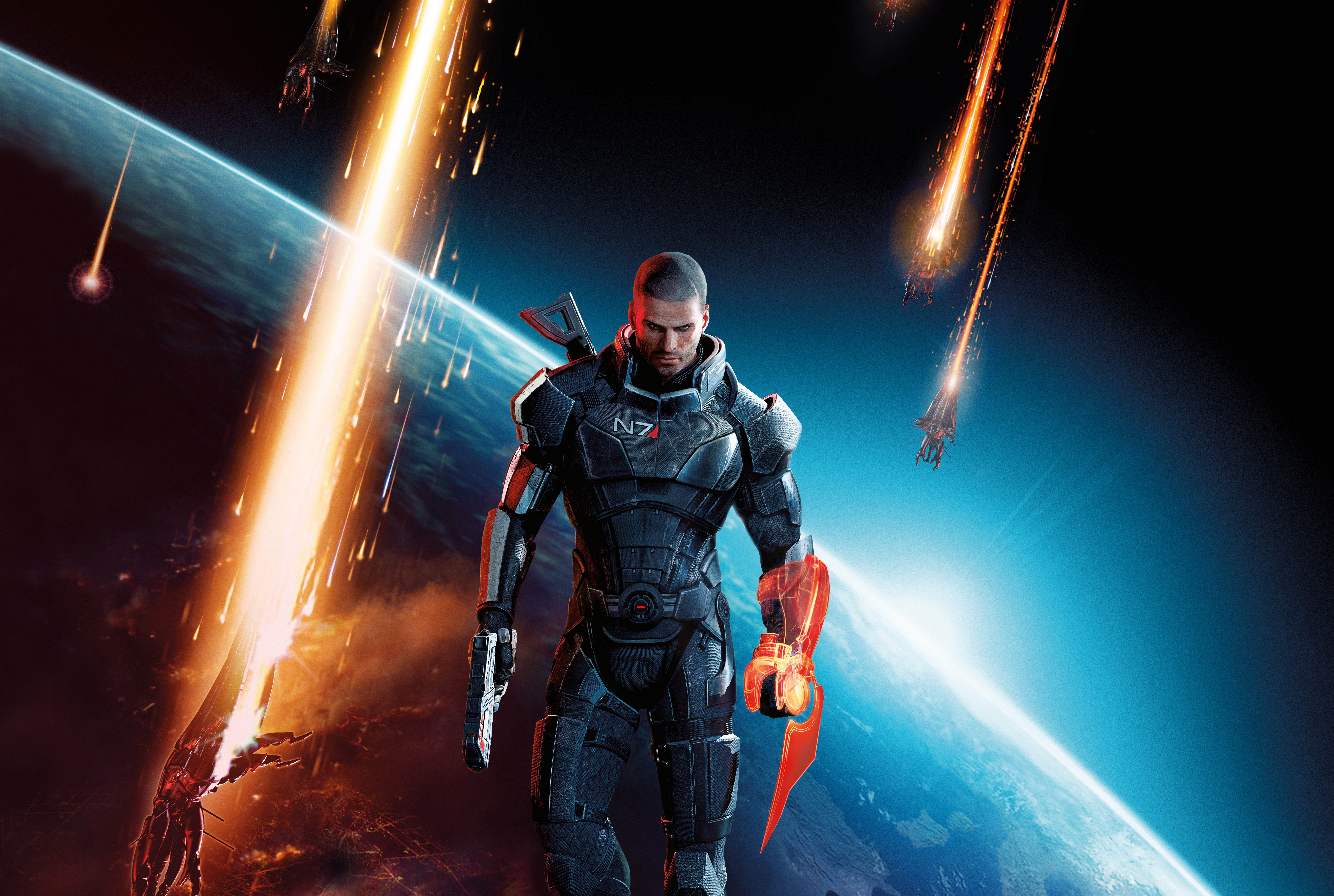Mass Effect 3 Video Game Art Video Games Commander Shepard Spacesuit Electronic Arts Guns And Men Ma 8000x5373