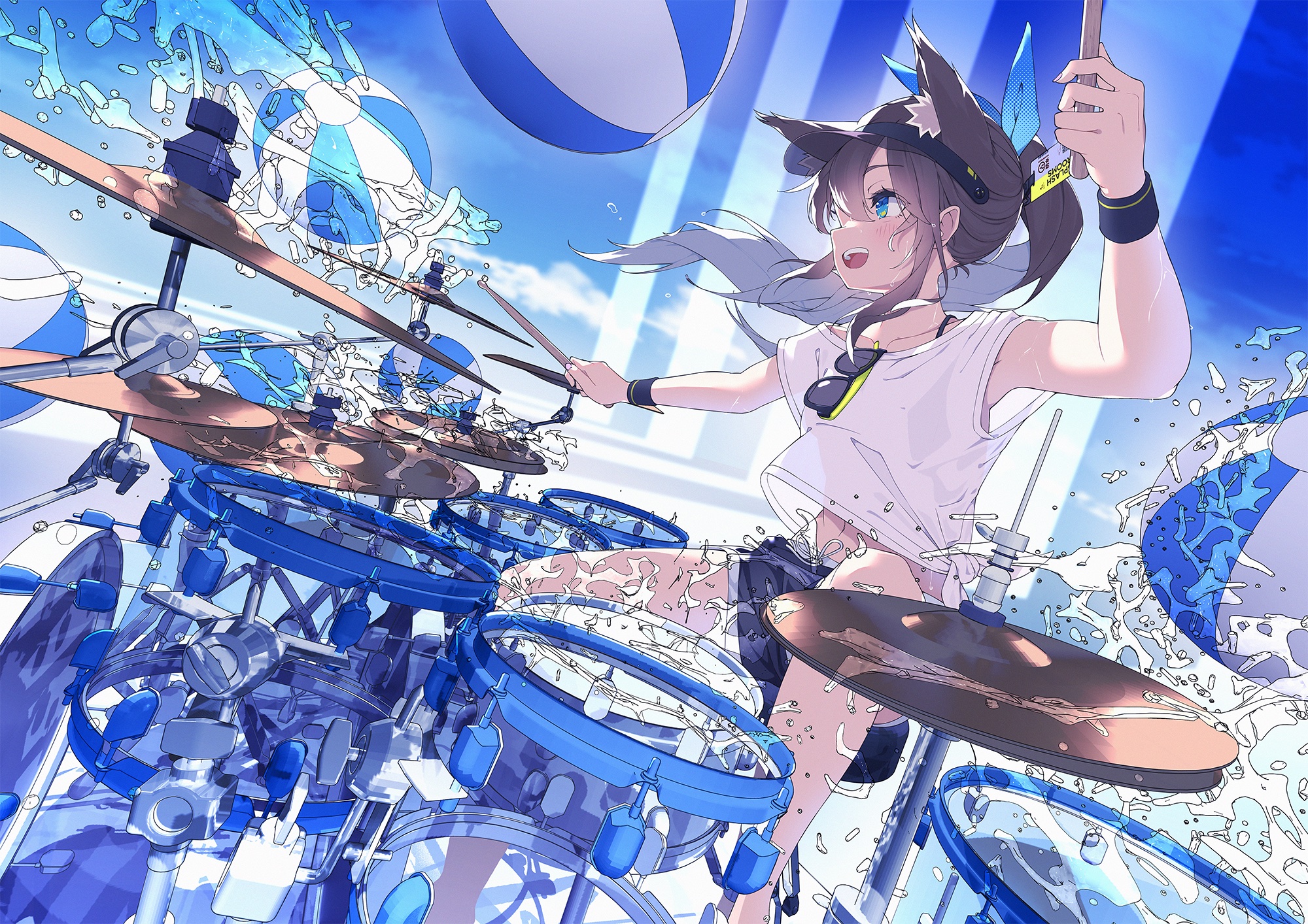 Anime Anime Girls Drums Musical Instrument 2000x1414