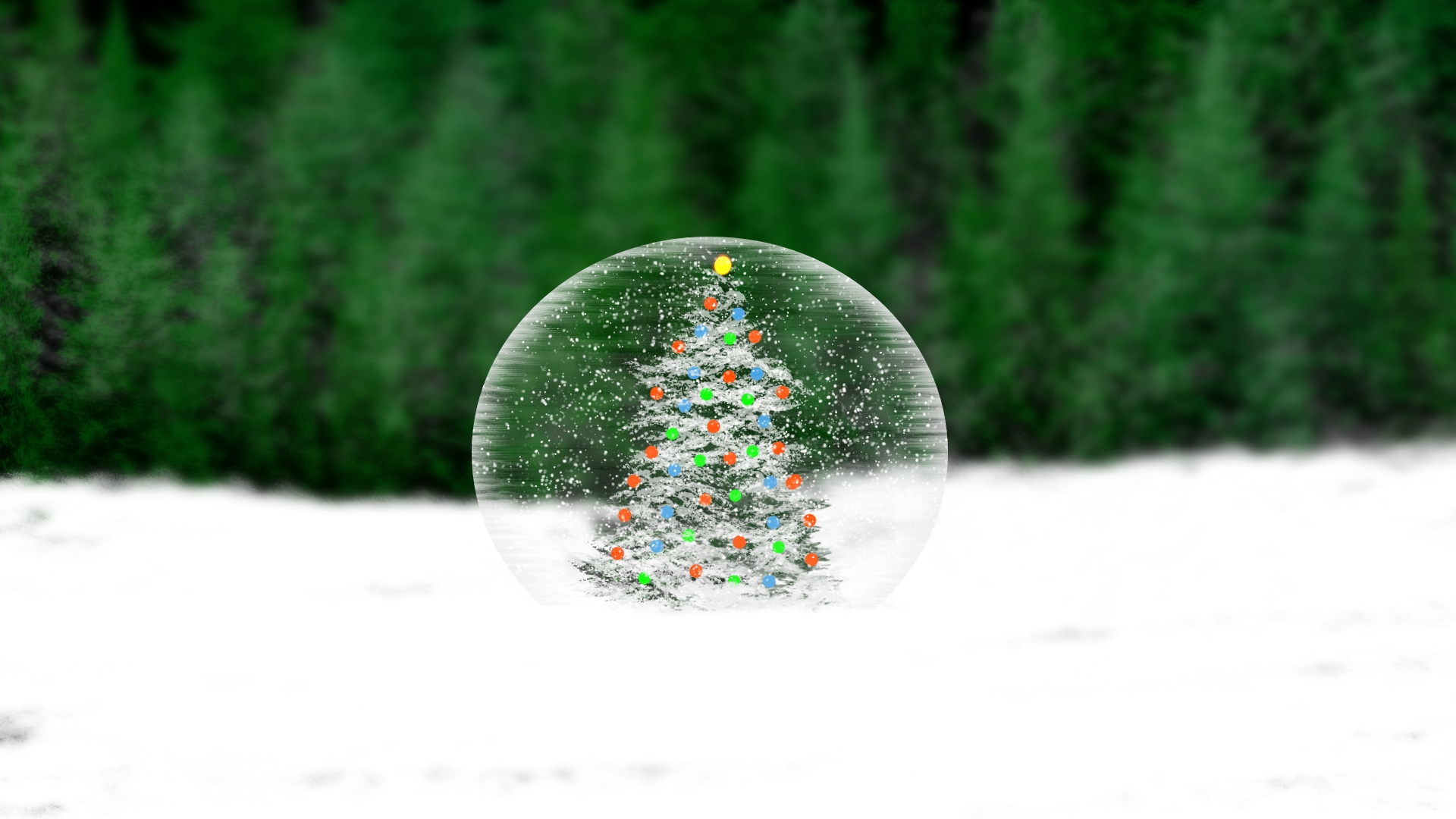 Digital Painting Snow Globe Christmas Snow Minimalism 1920x1080