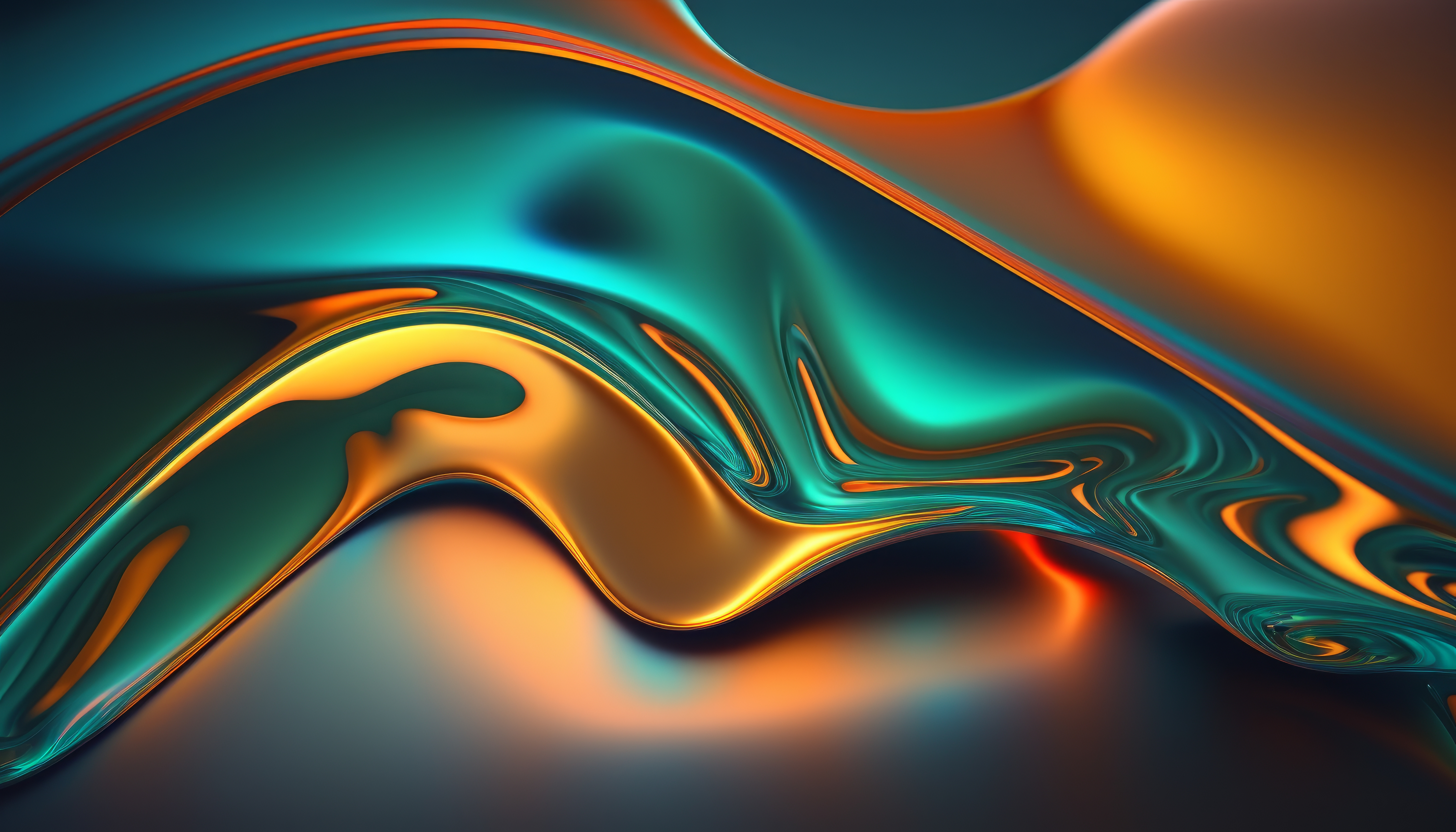 Ai Art Orange Teal Liquid Abstract Simple Background Minimalism 4579x2616