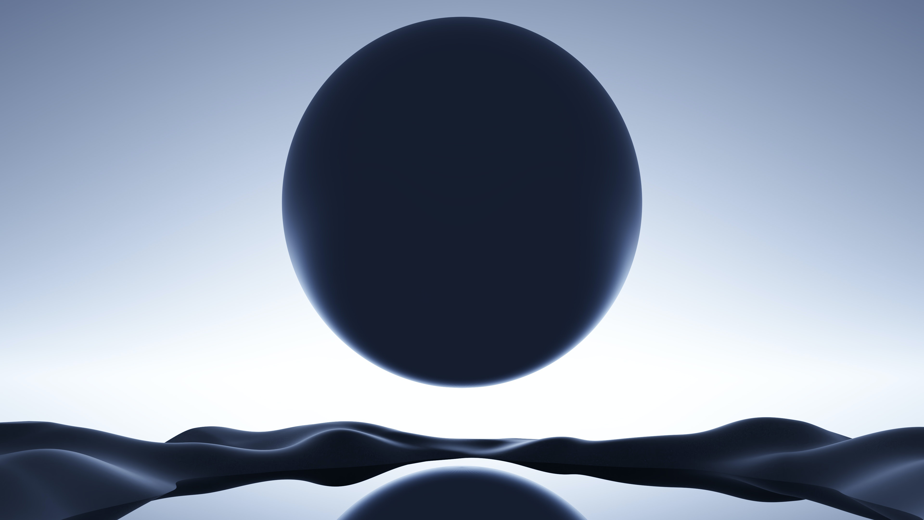 Digital Art Artwork Illustration Ball 3D Abstract Lake Dunes Minimalism Reflection 3840x2160