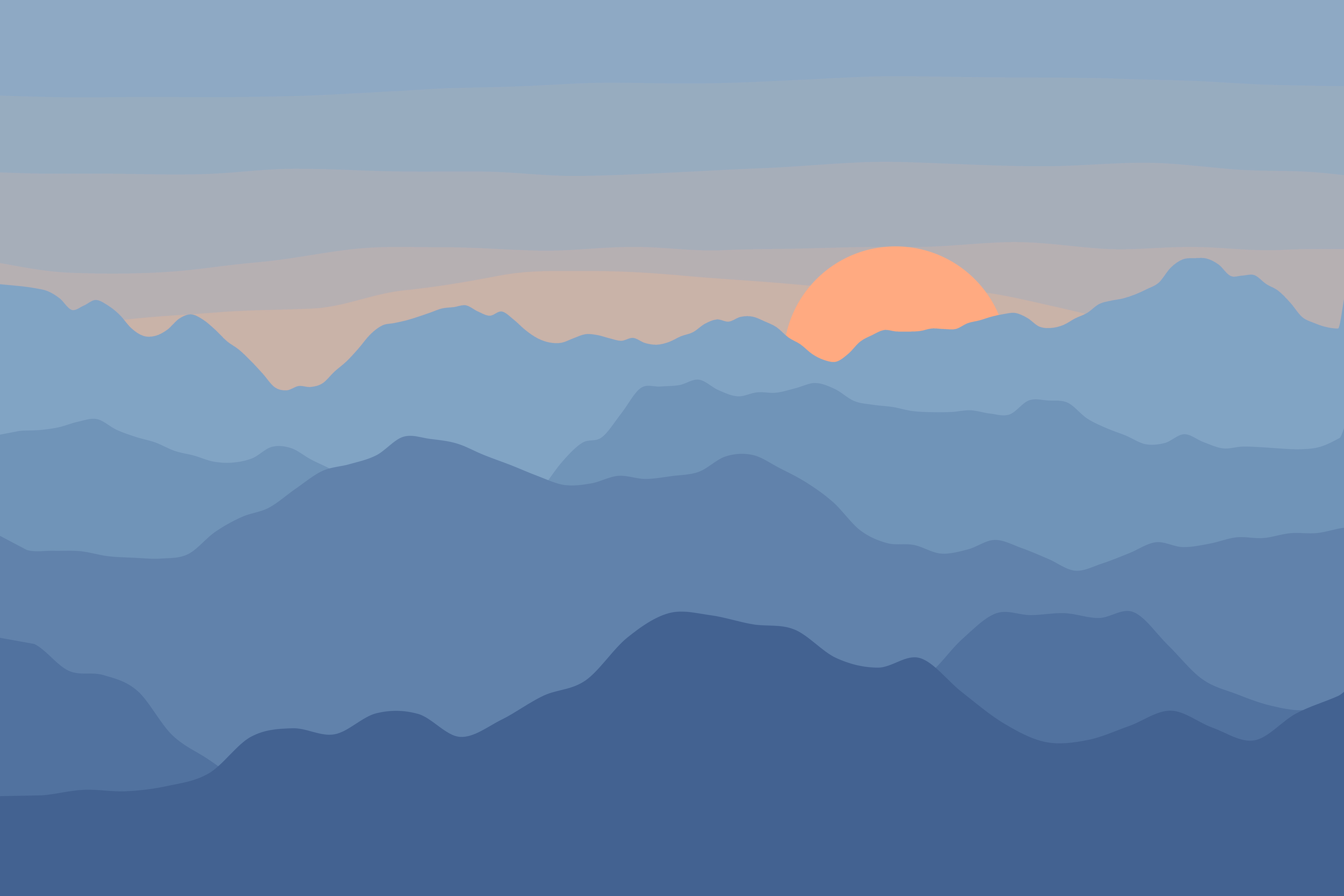 Digital Digital Art Artwork Illustration Sunset Minimalism Nature Colorful Sun Mountains 8192x5461