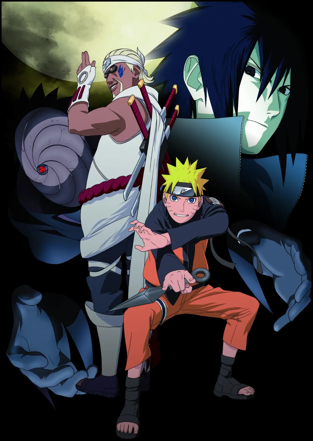Naruto Anime Anime Boys Naruto Shippuuden Uzumaki Naruto Uchiha Sasuke Killer Bee Moon Vertical 1200x1690