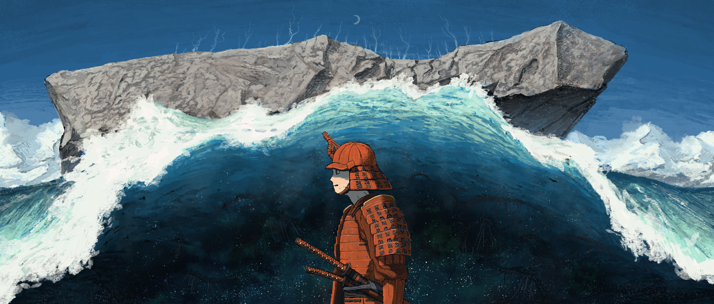 Artwork Taiyaki Samurai Water Armor Helmet 2350x1000