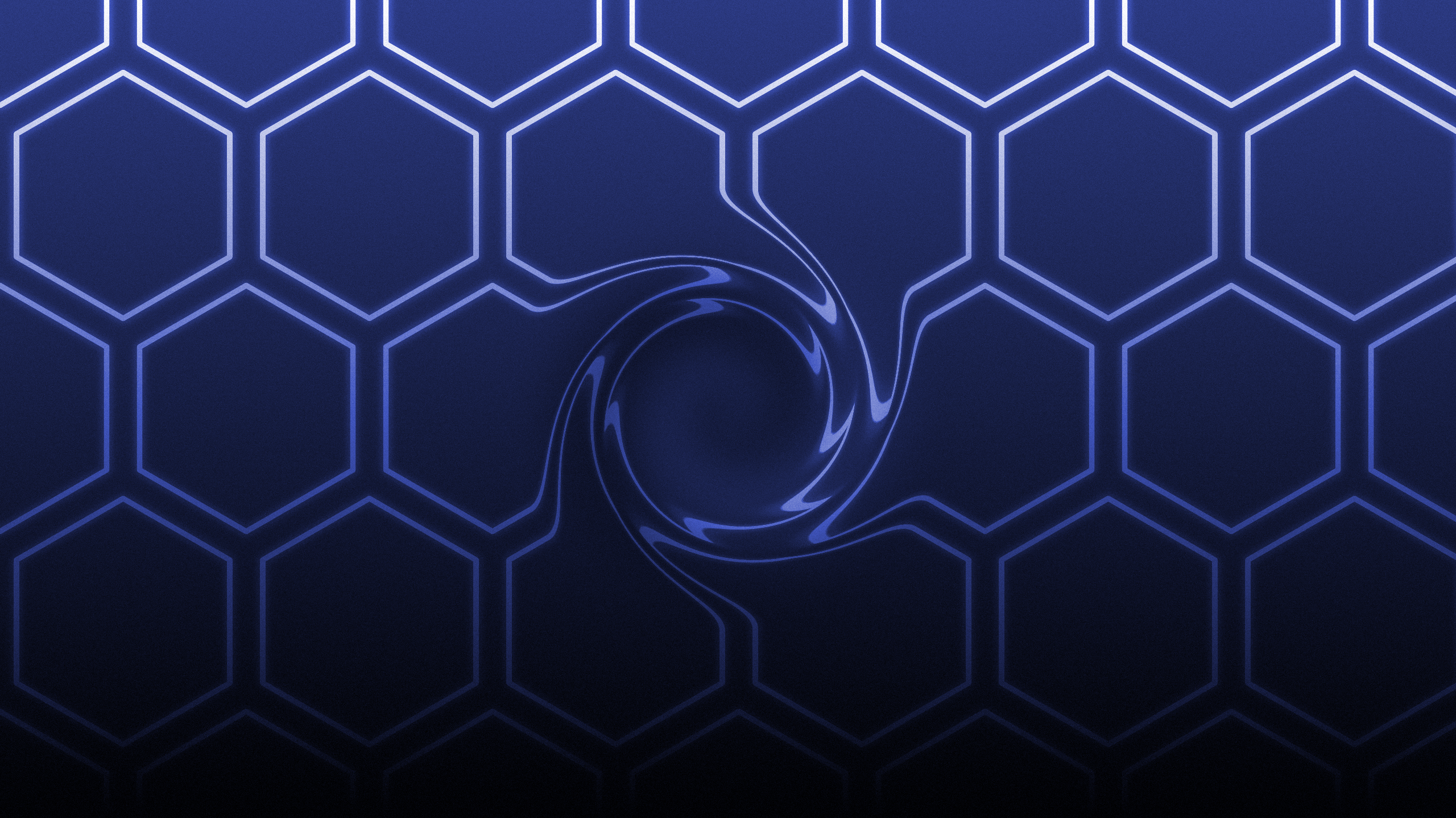 Hexagon Pattern Grid Neon Spiral Grain Simple Background Minimalism Digital Art 2560x1440