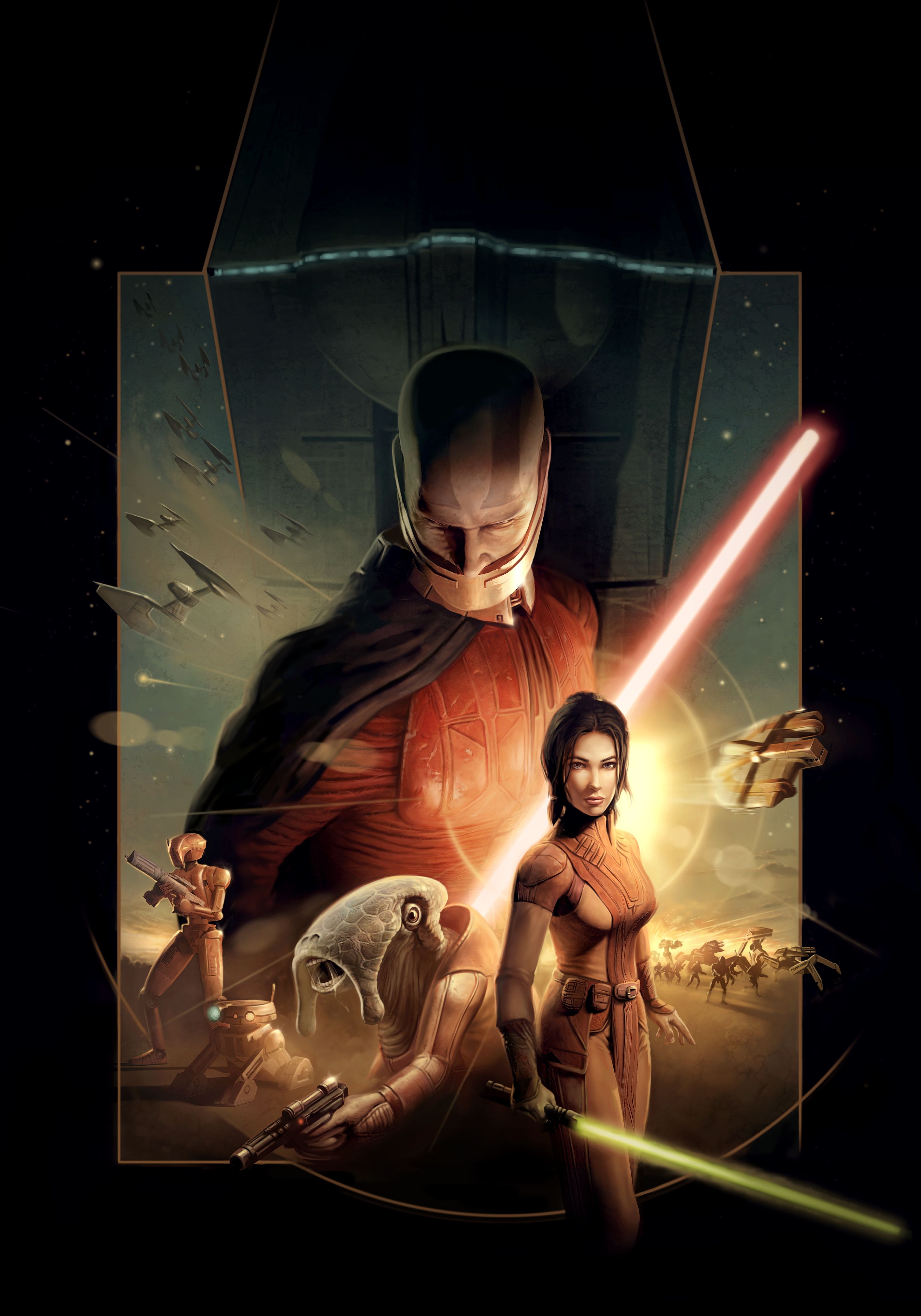 Video Game Art Cover Art Digital Art Star Wars Knights Of The Old Republic Bastila Shan Darth Malak  3150x4500
