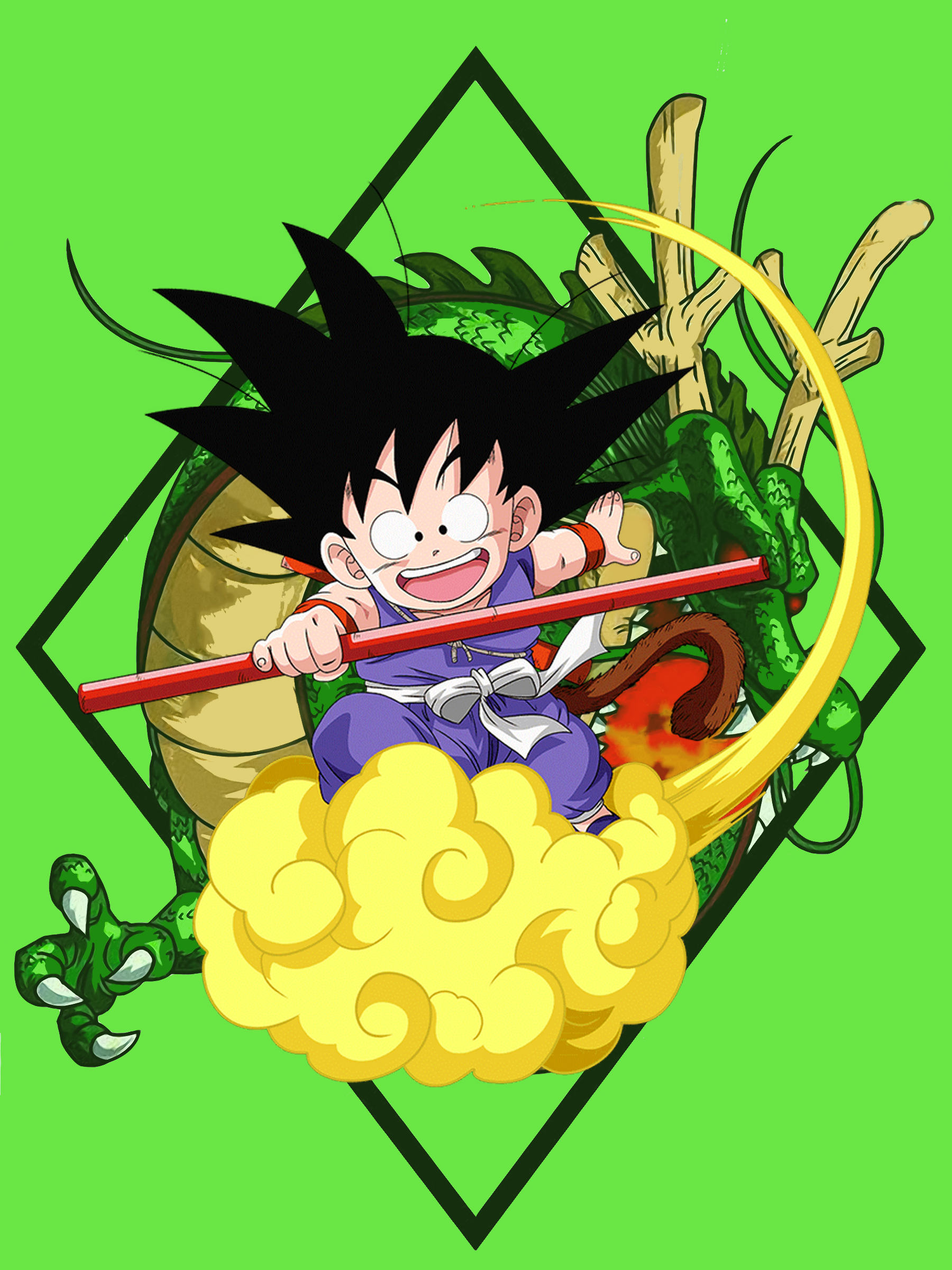 Dragon Ball Dragon Ball Z Dragon Ball GT Kid Goku Son Goku Vertical Anime Boys Dragon Green Backgrou 1800x2400
