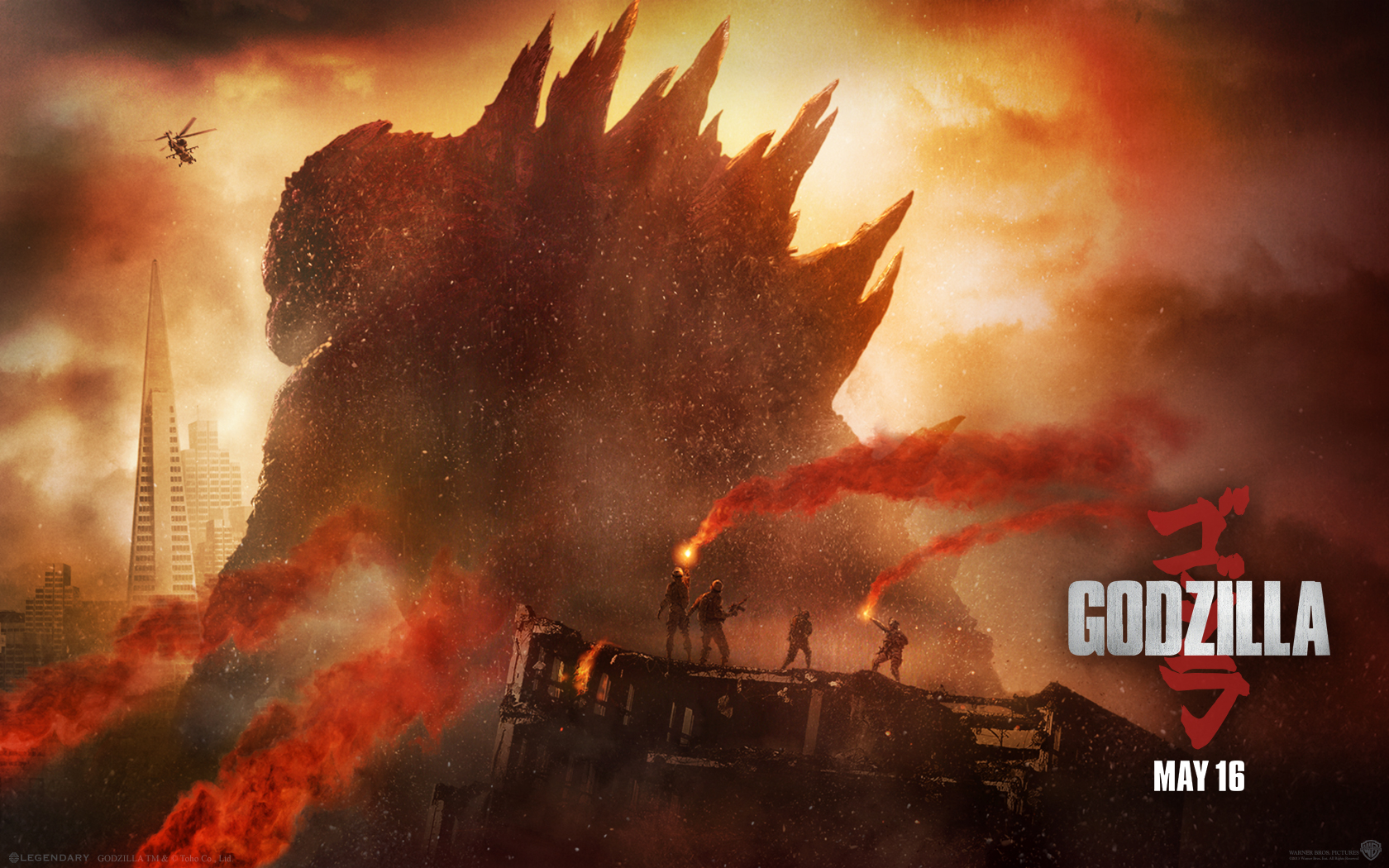 Godzilla Movie Poster Smoke 1680x1050