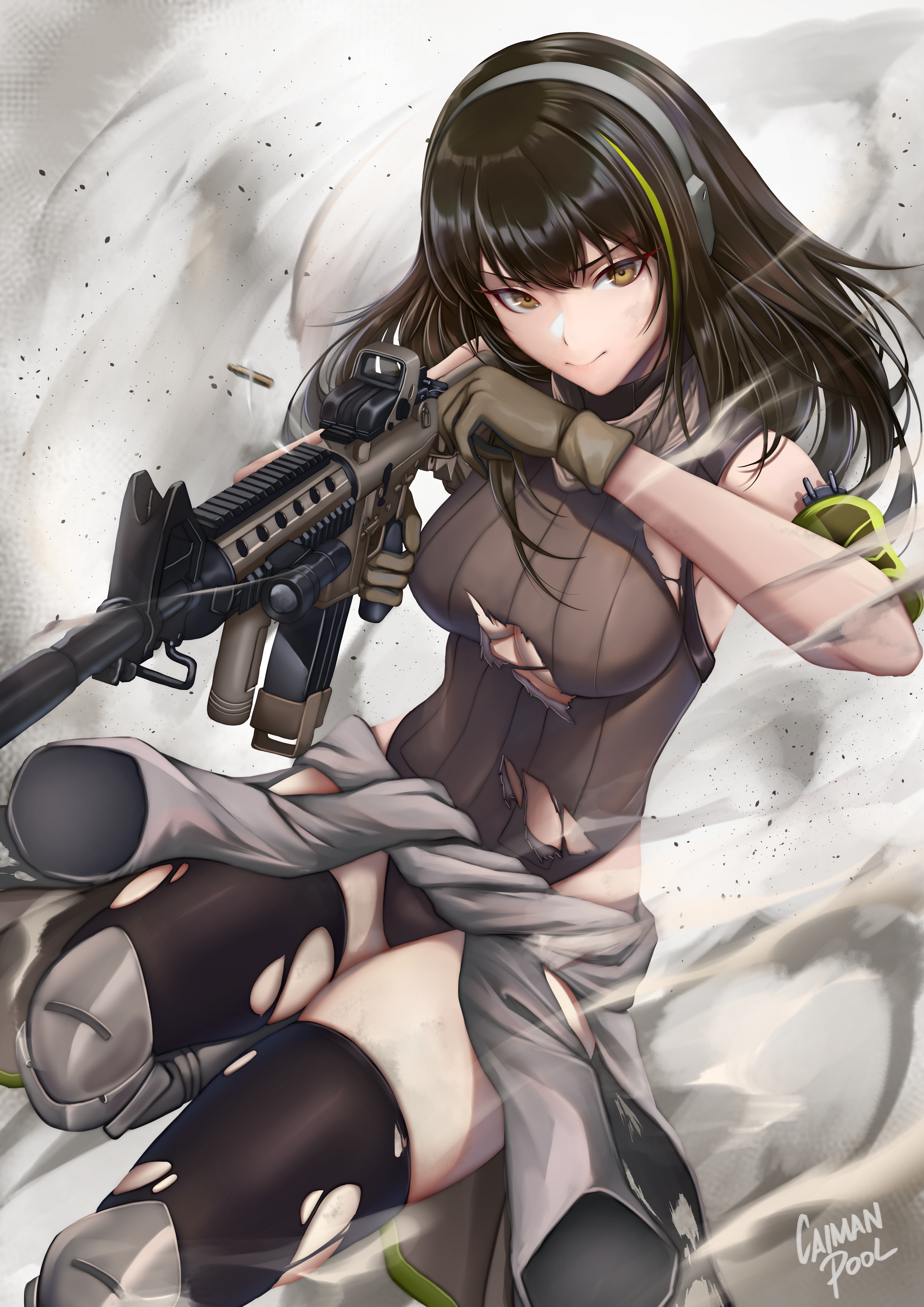 Anime Anime Girls Girls Frontline M4A1 Girls Frontline Long Hair Brunette Solo Artwork Digital Art F 3307x4677