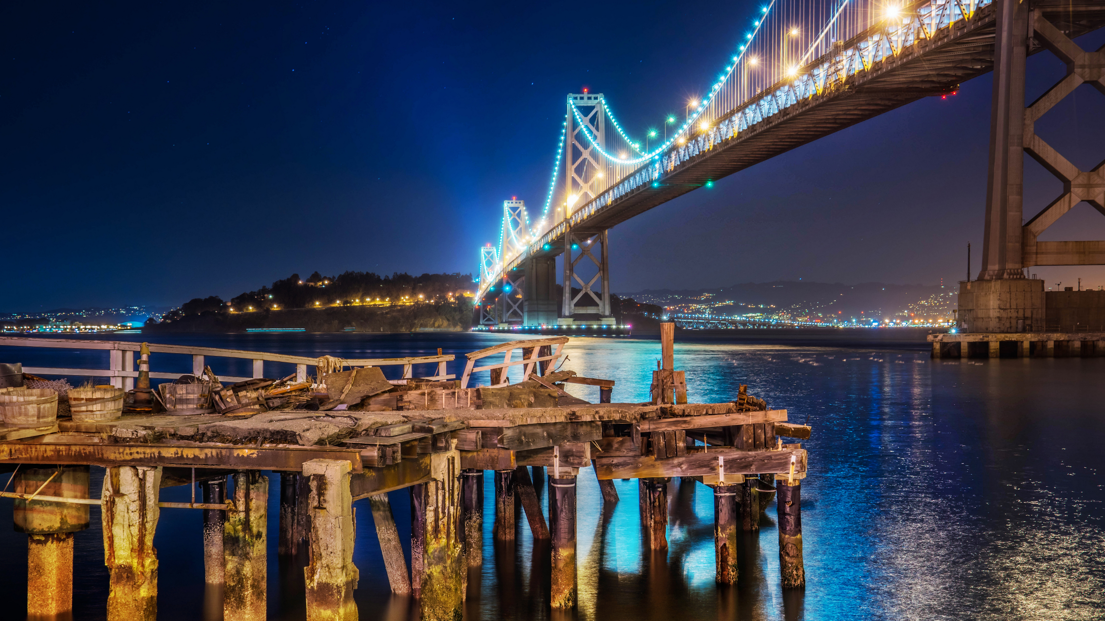 Trey Ratcliff 4K Photography California Water Bridge Lights Night 3840x2160