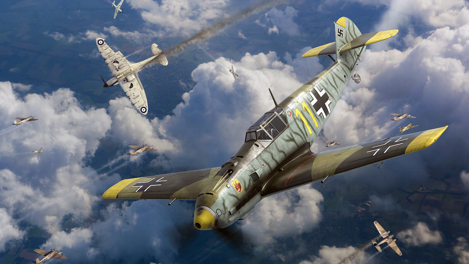 World War Ii Aircraft Airplane Germany Luftwaffe War Messerschmitt Bf 109 Battle Of Britain 1920x1080