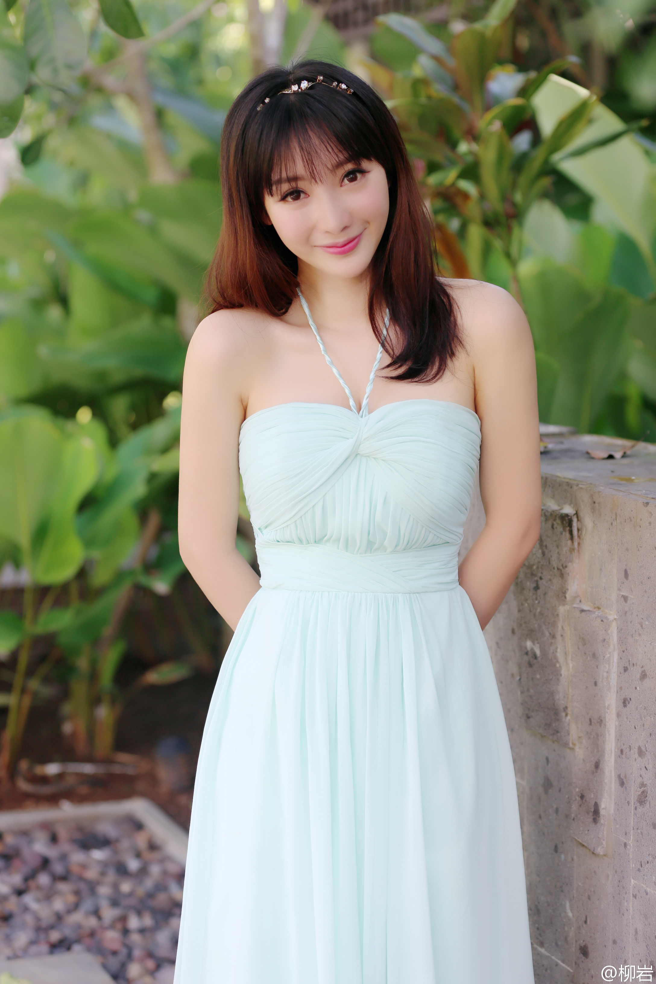 Liuyan Blue Dress Looking At Viewer Sunlight Outdoors Chinese Smiling 2176x3264