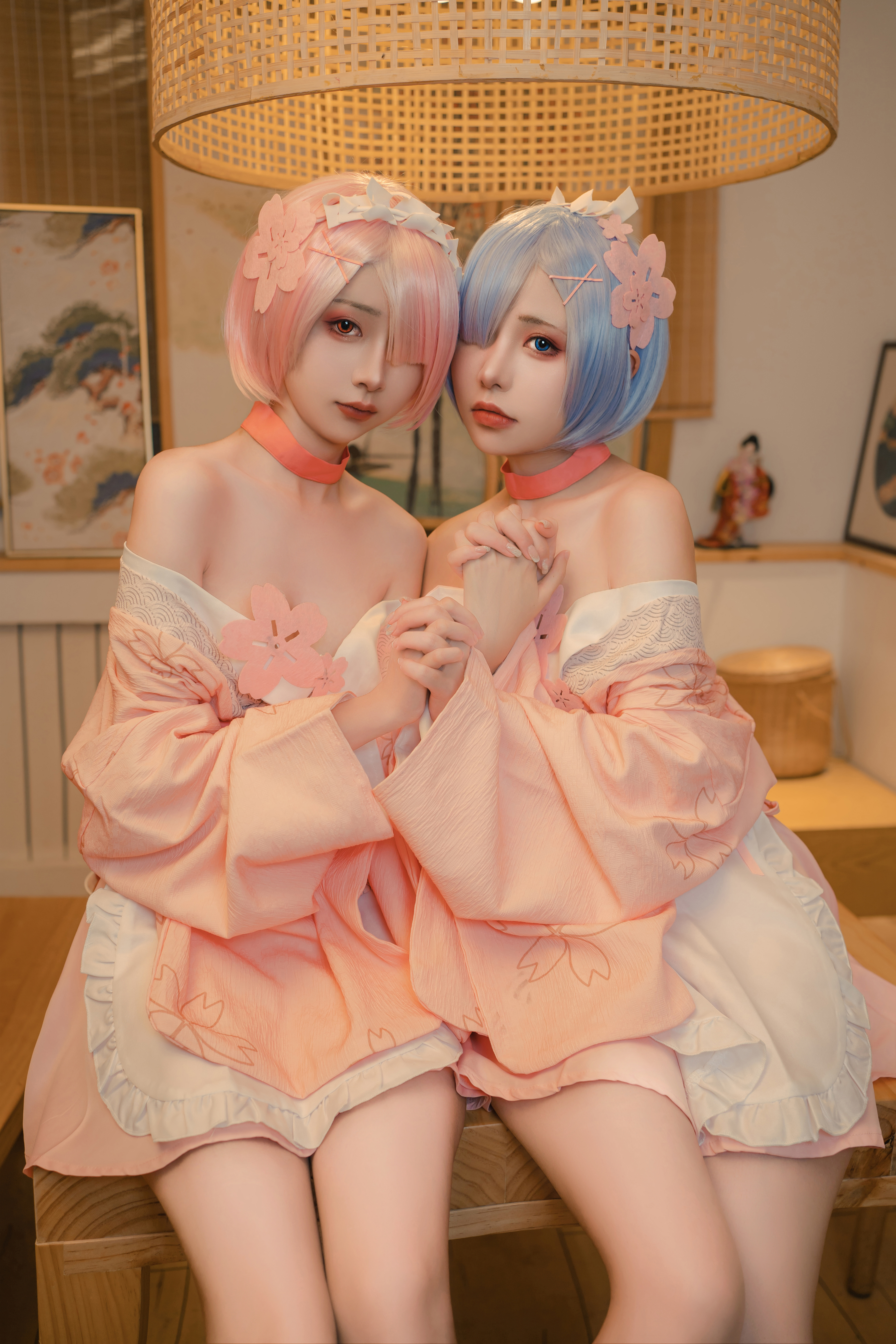 Two Women Pink Hair Blue Hair Anime Girls Rem Re Zero Ram Re Zero Re Zero Kara Hajimeru Isekai Seika 4000x6000