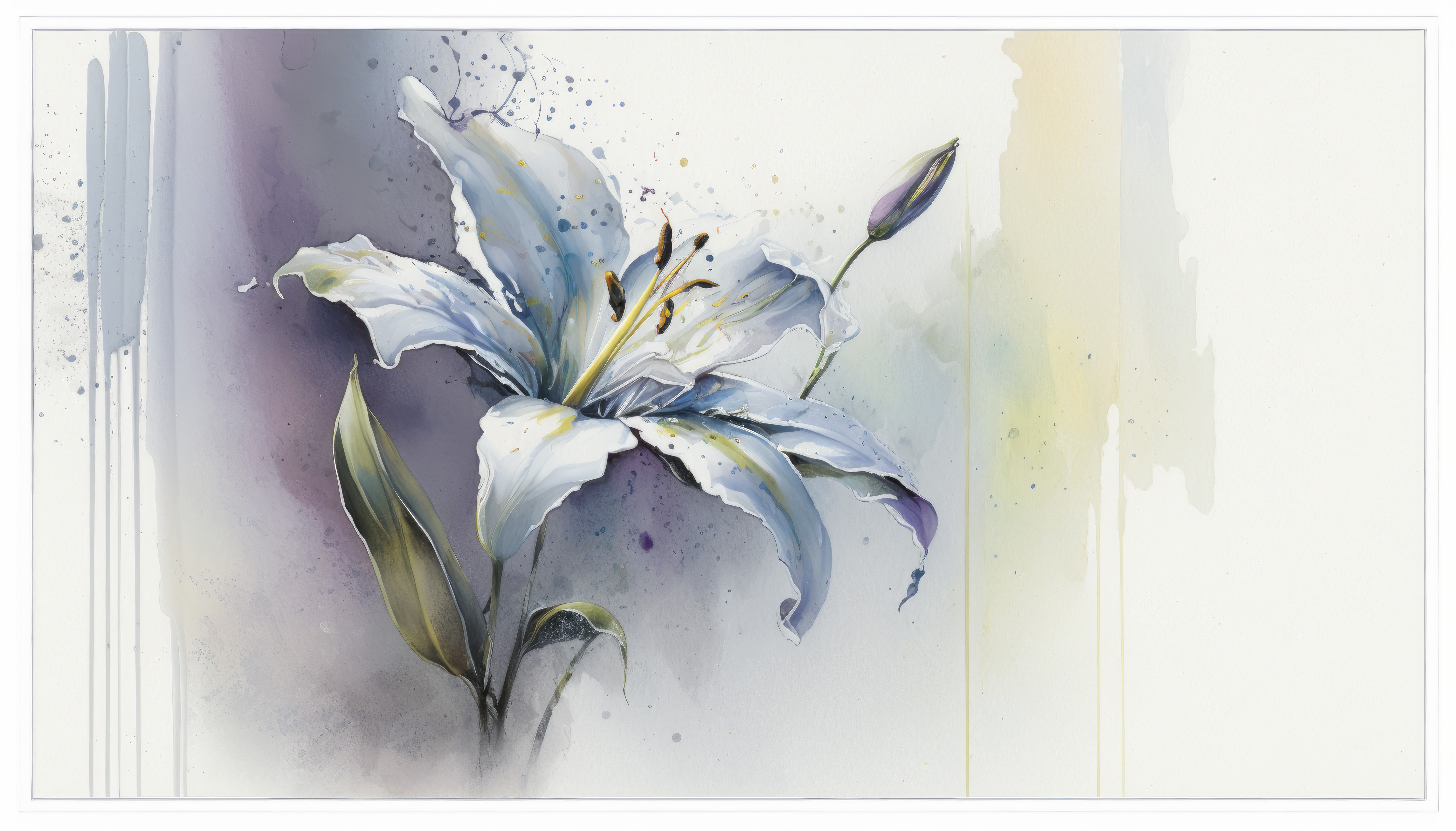 Ai Art Flowers Painting Minimalism Simple Background Petals Leaves 4579x2616