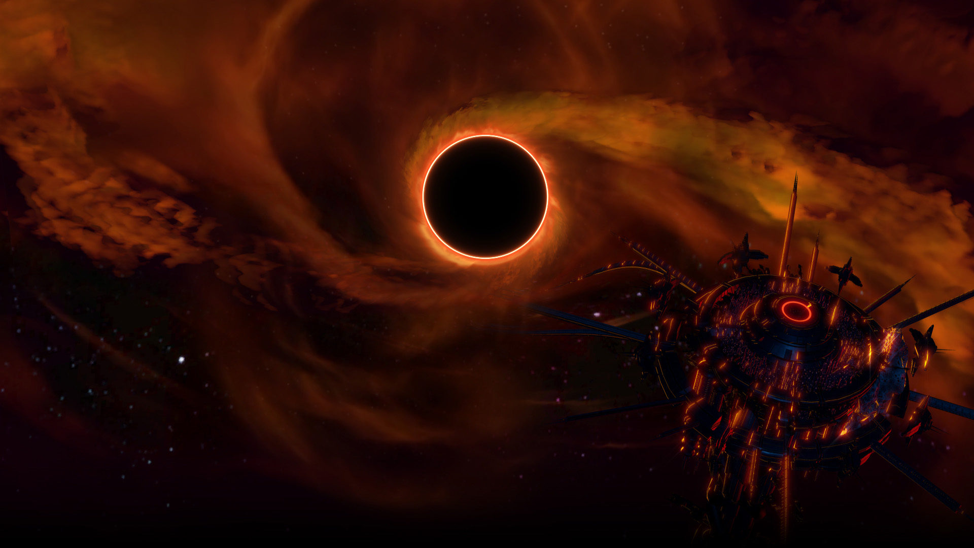Hellpoint Video Games Black Holes Space Stars Space Station Glowing Dark Science Fiction Digital Art 1920x1080